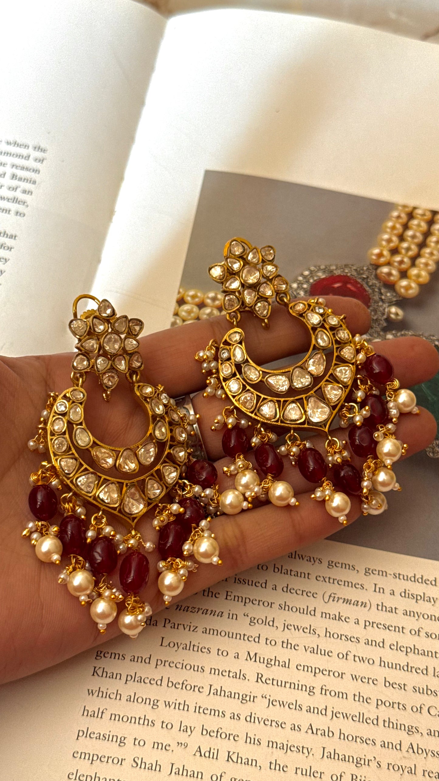 Polki chandbali with ruby detailing
