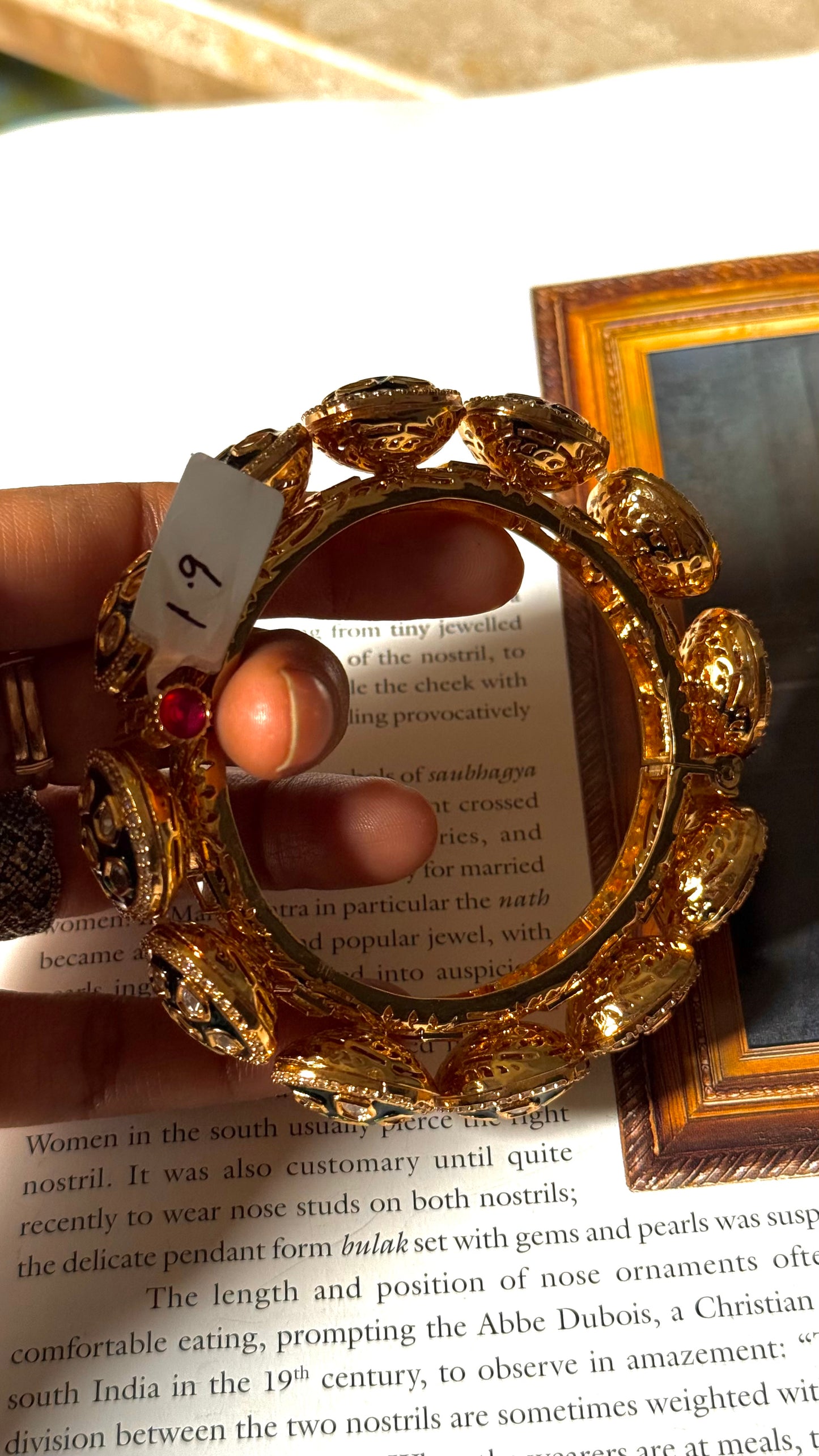 Meenakari oval gold single bangdi