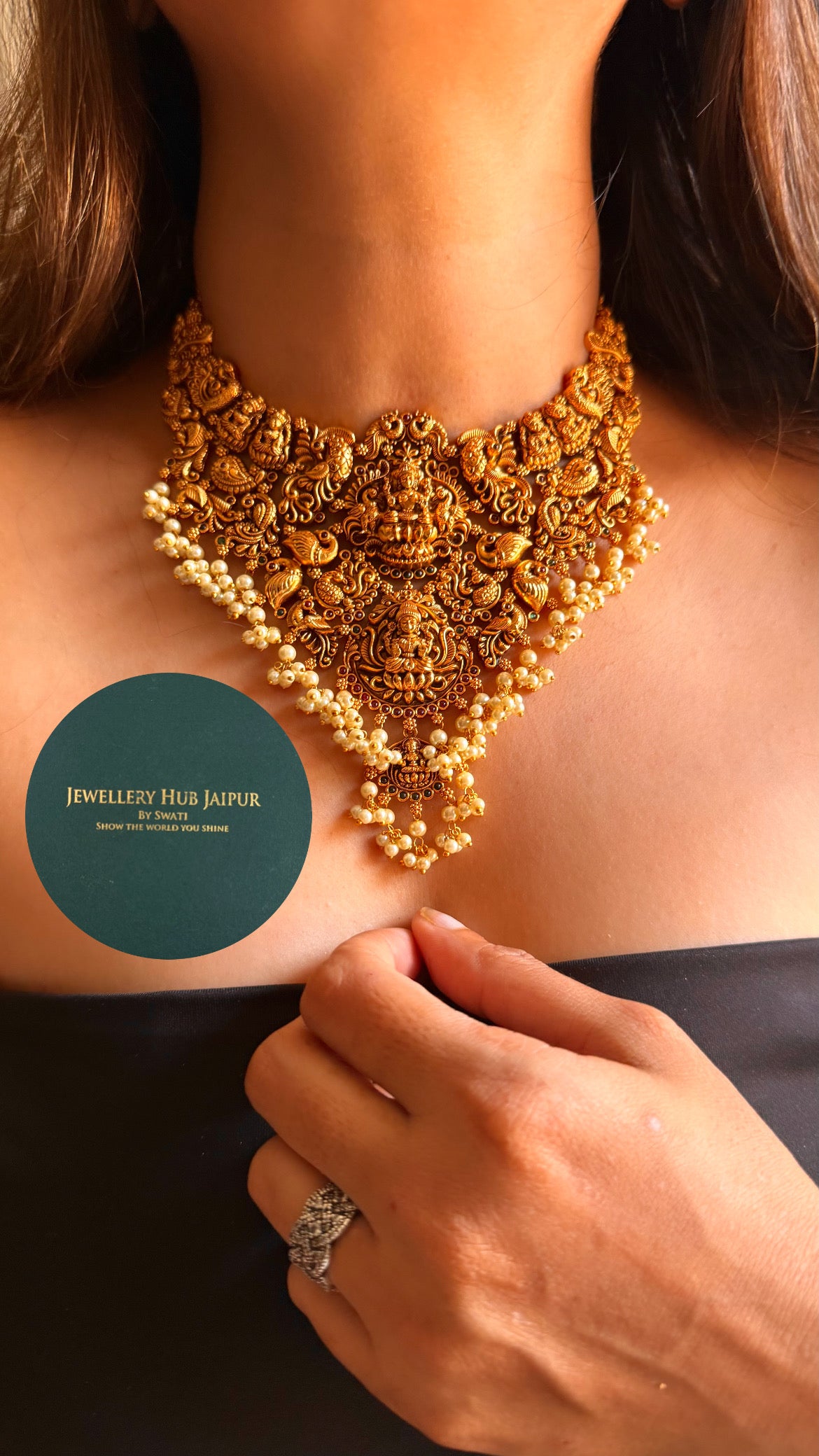 Goddess laxmi designed temple choker set