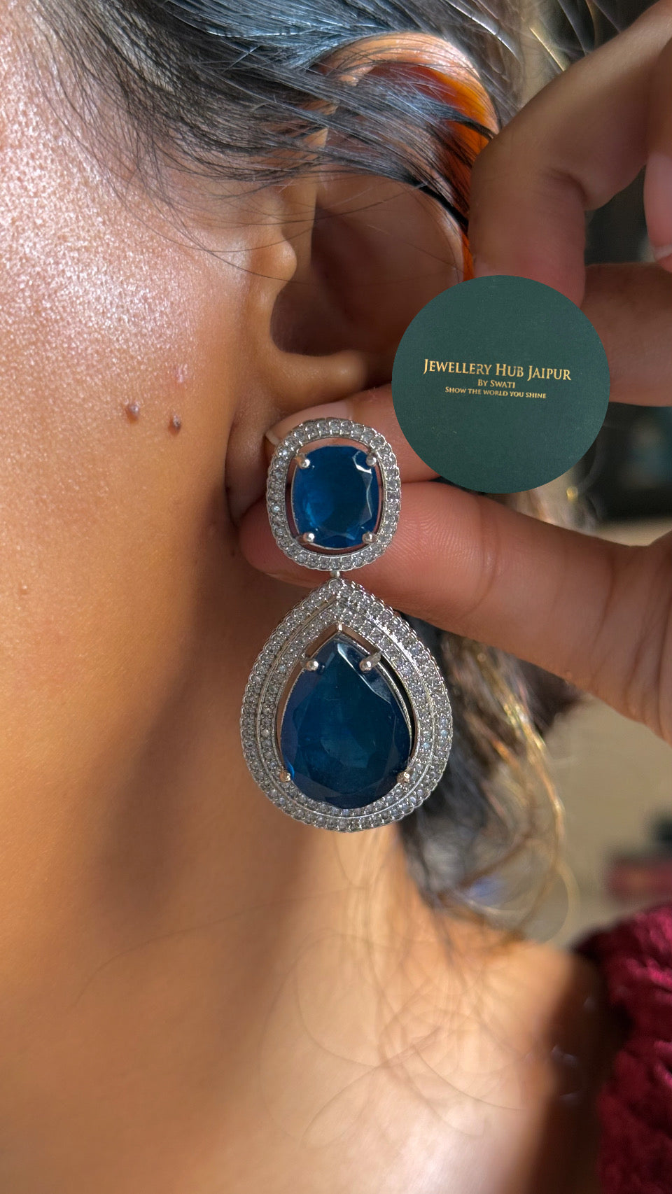 Sapphire cz diamond necklace set 