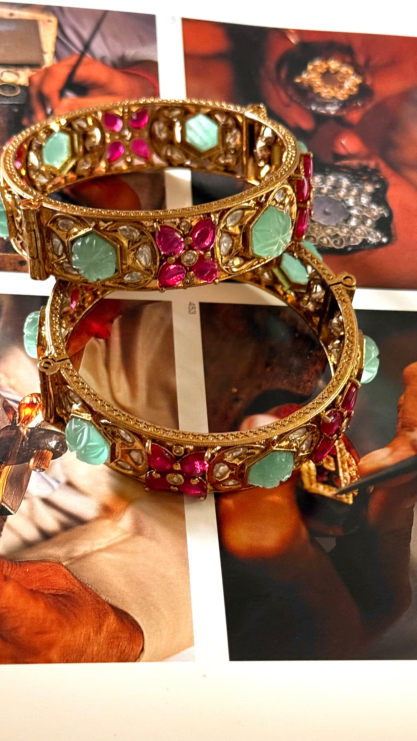 Mint doublet & rani pink floral openable bangle