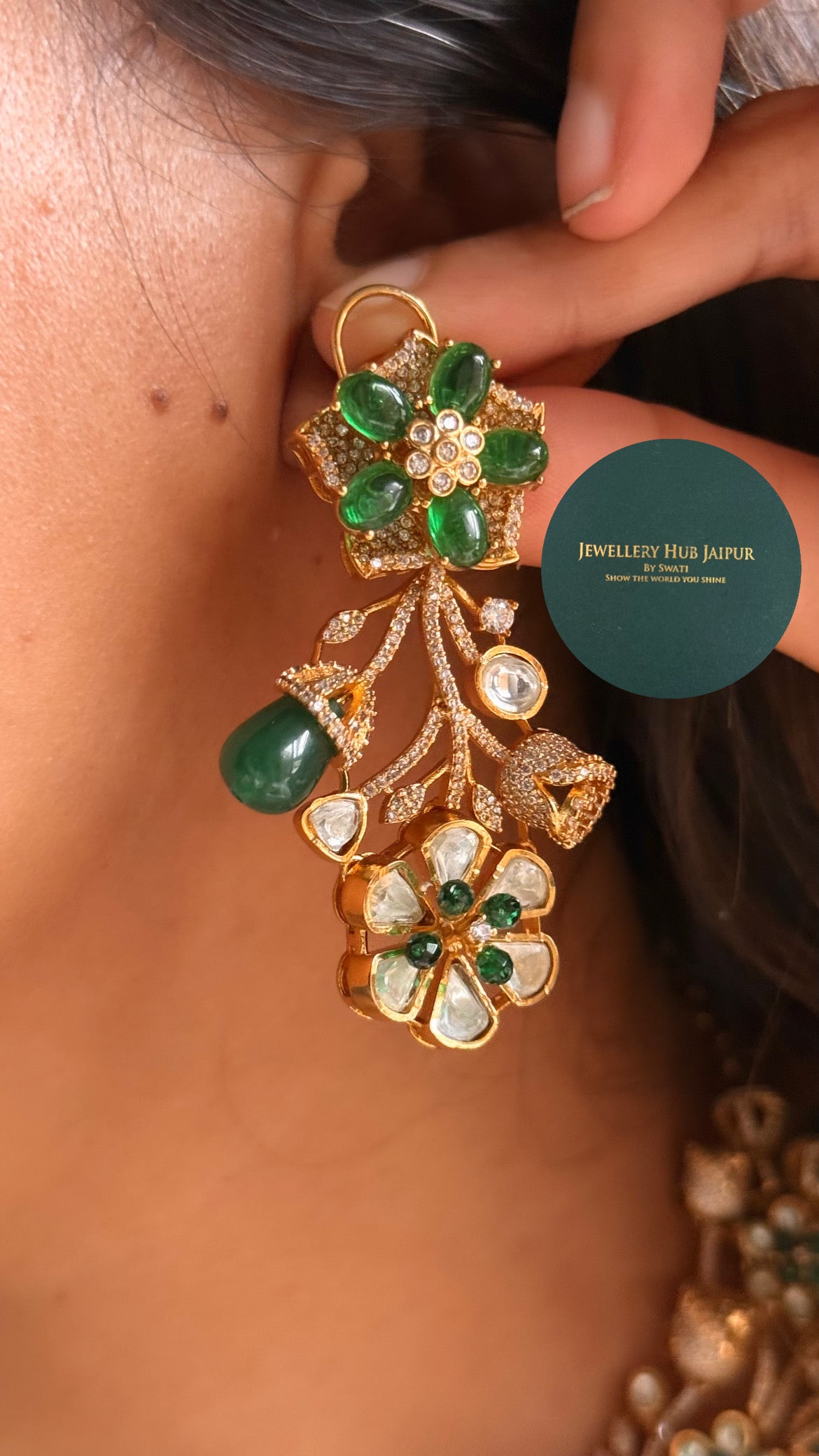 Emerald doublet deisgner floral cocktail collar set