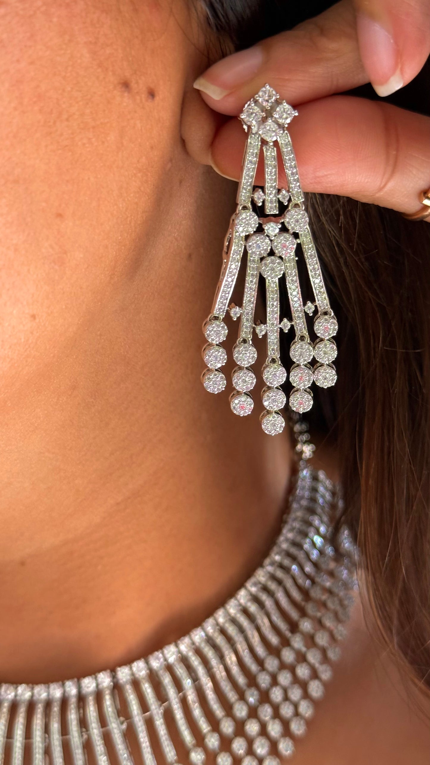 Cz diamond designer collar necklace
