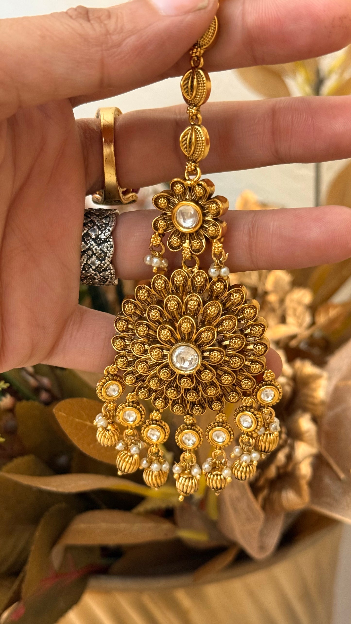 Peacock 🦚 inspired dual polki mathapatti