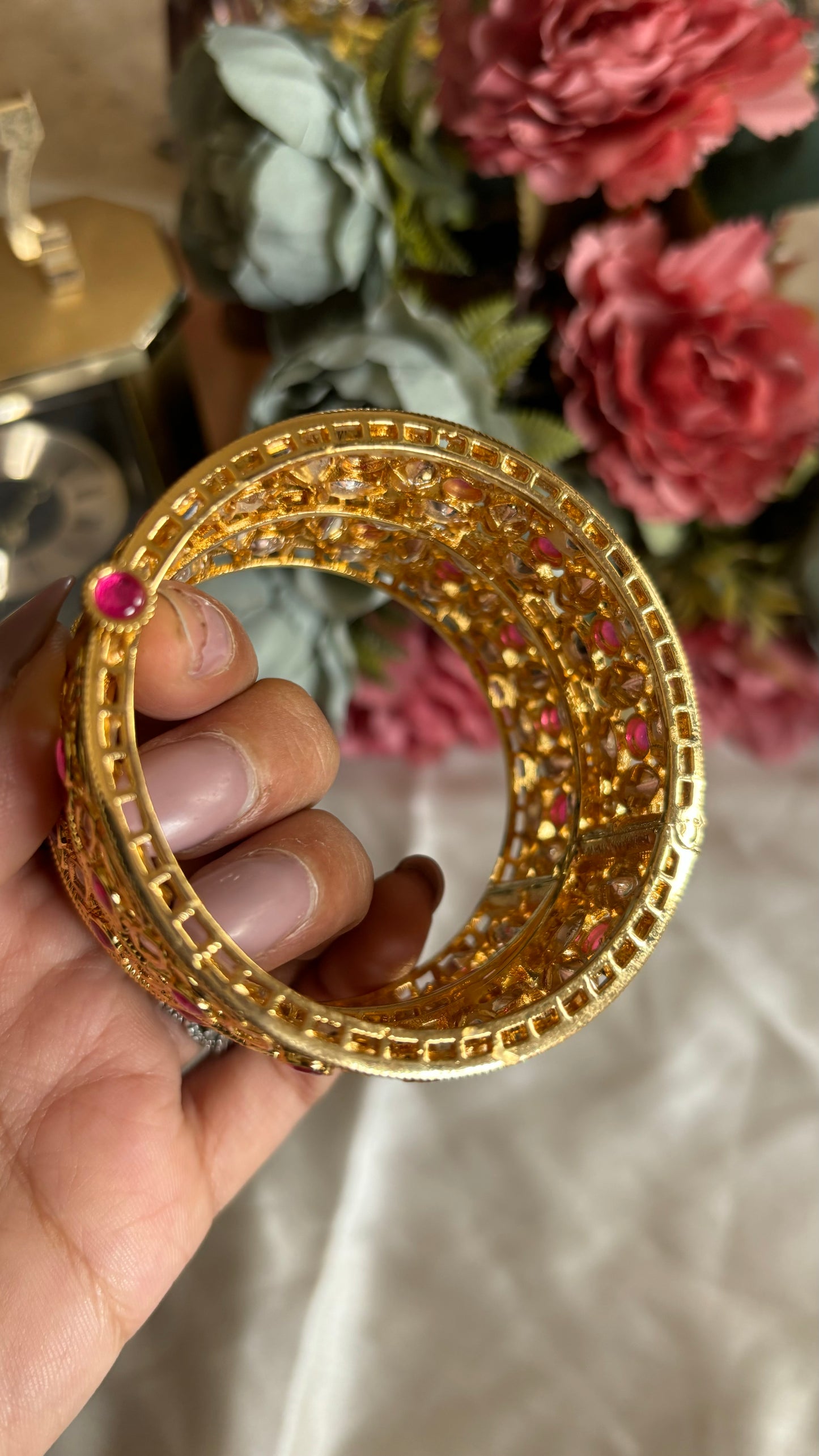 Ruby moissante polki bangles