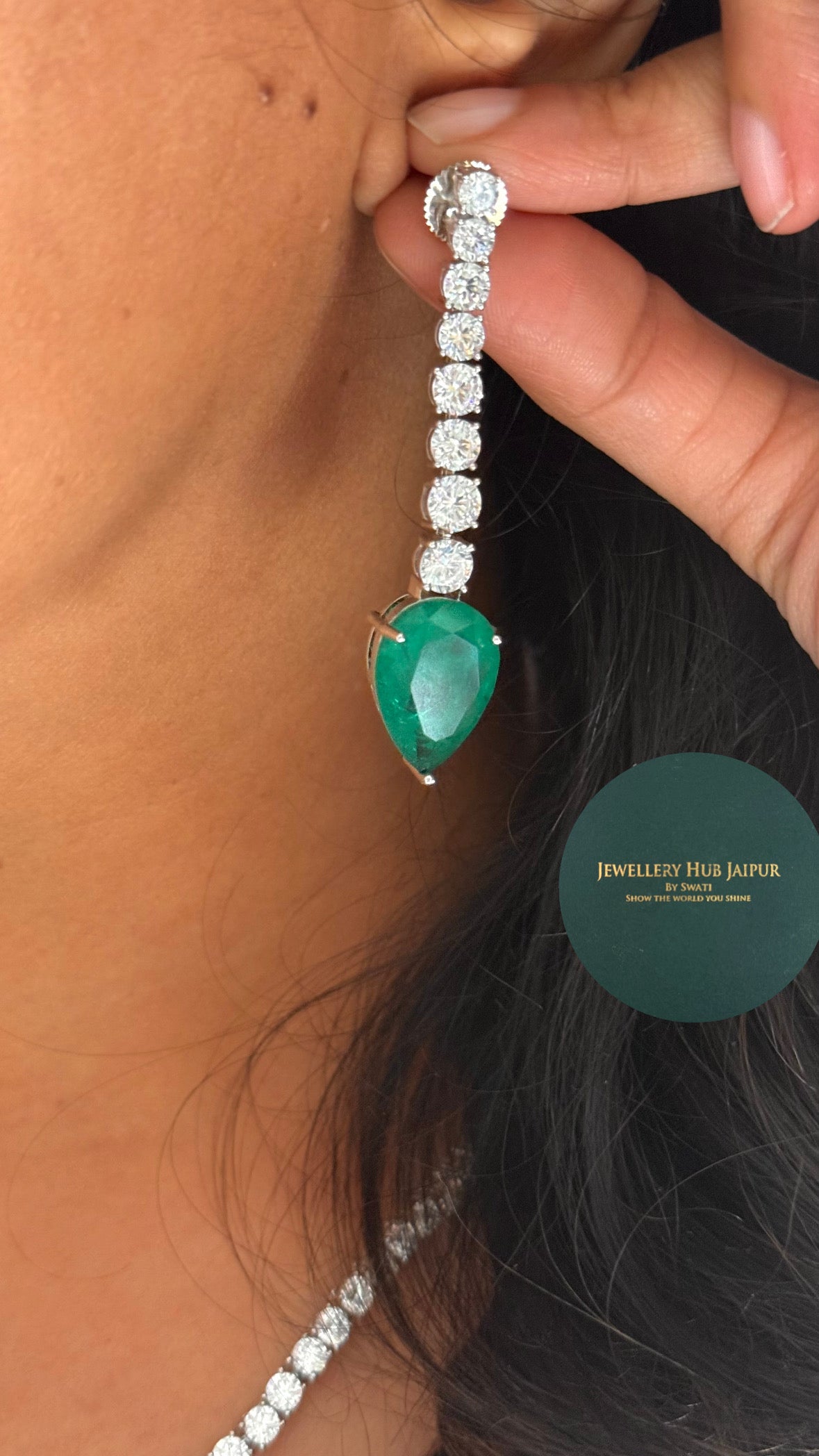 Emerald cz diamond necklace