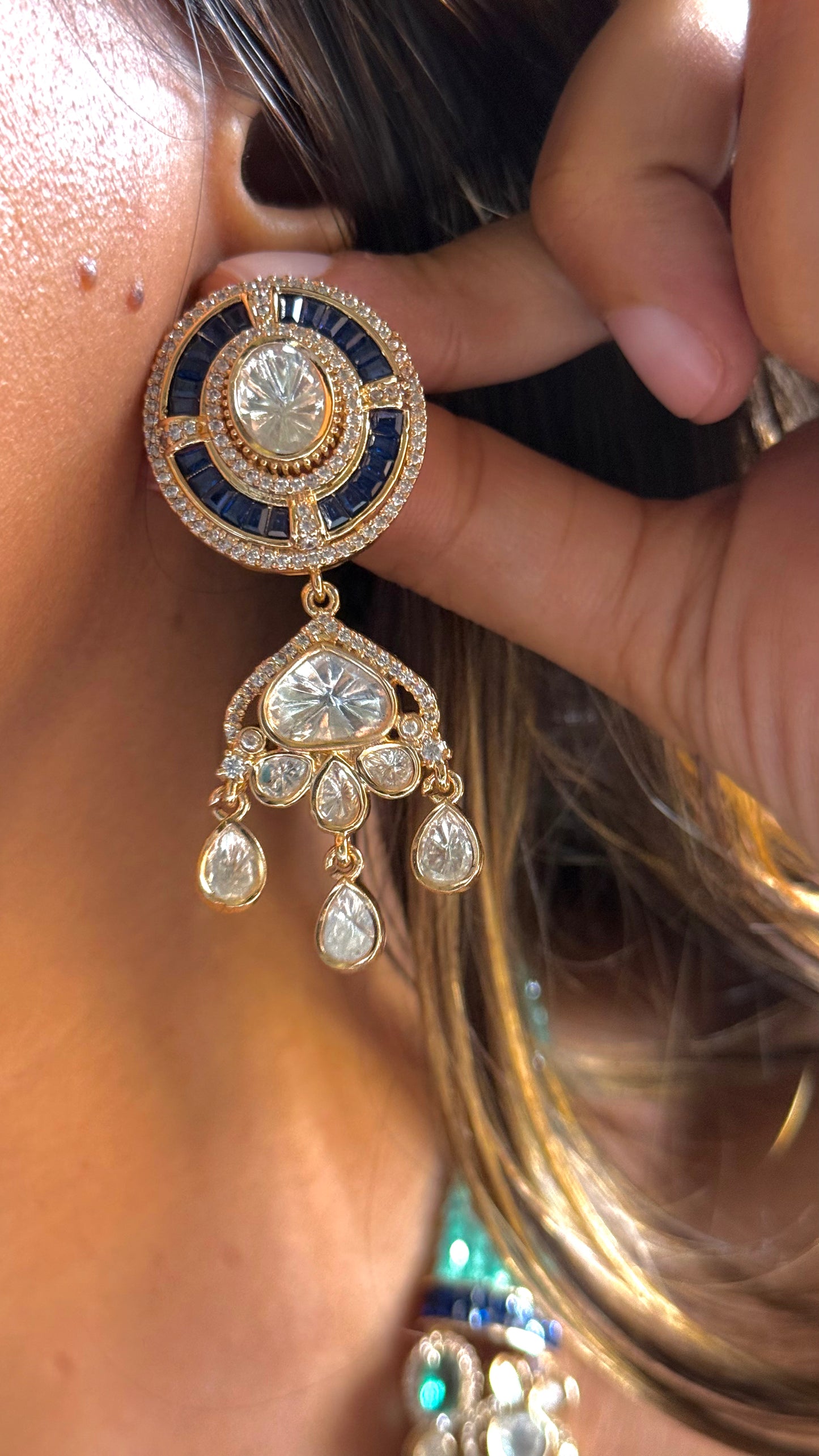 Emerald & sapphire designer necklace combo