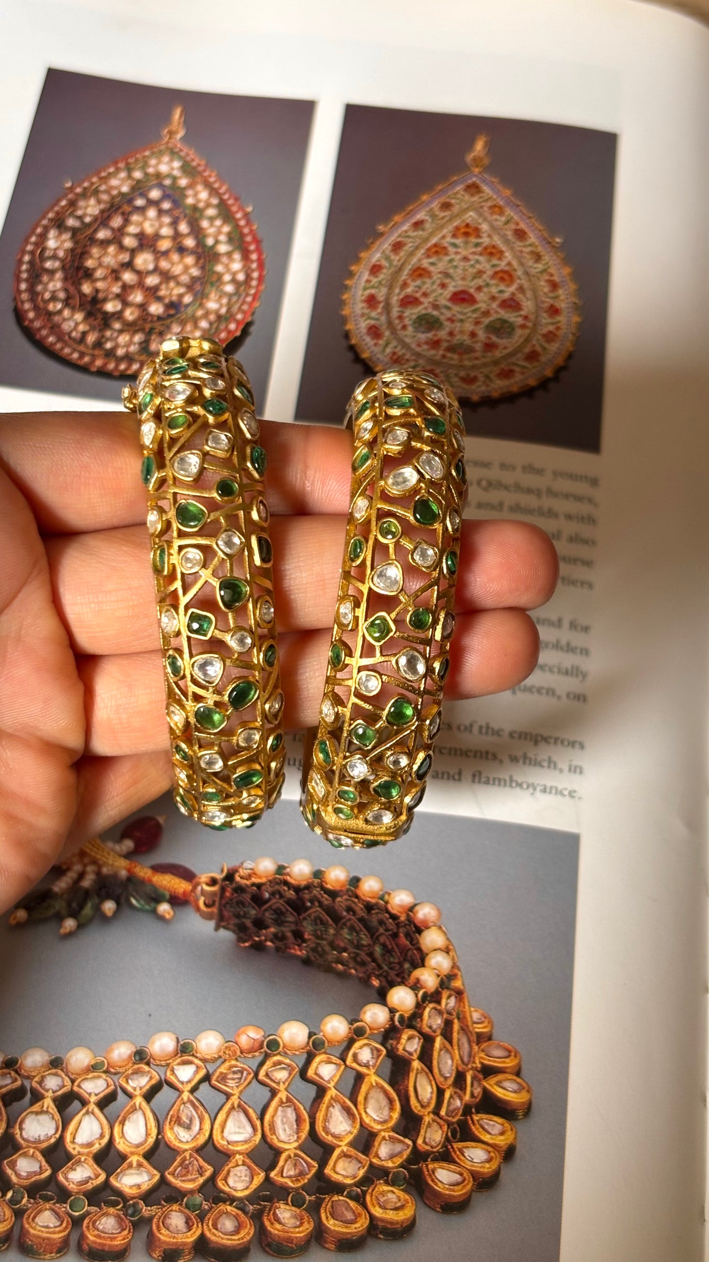 Designer Emerald gold openable bangle