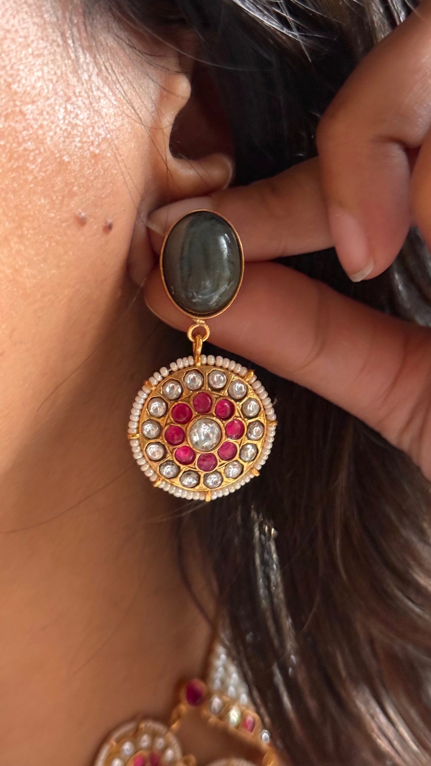 Rani pink with granite Amrapali collar necklace