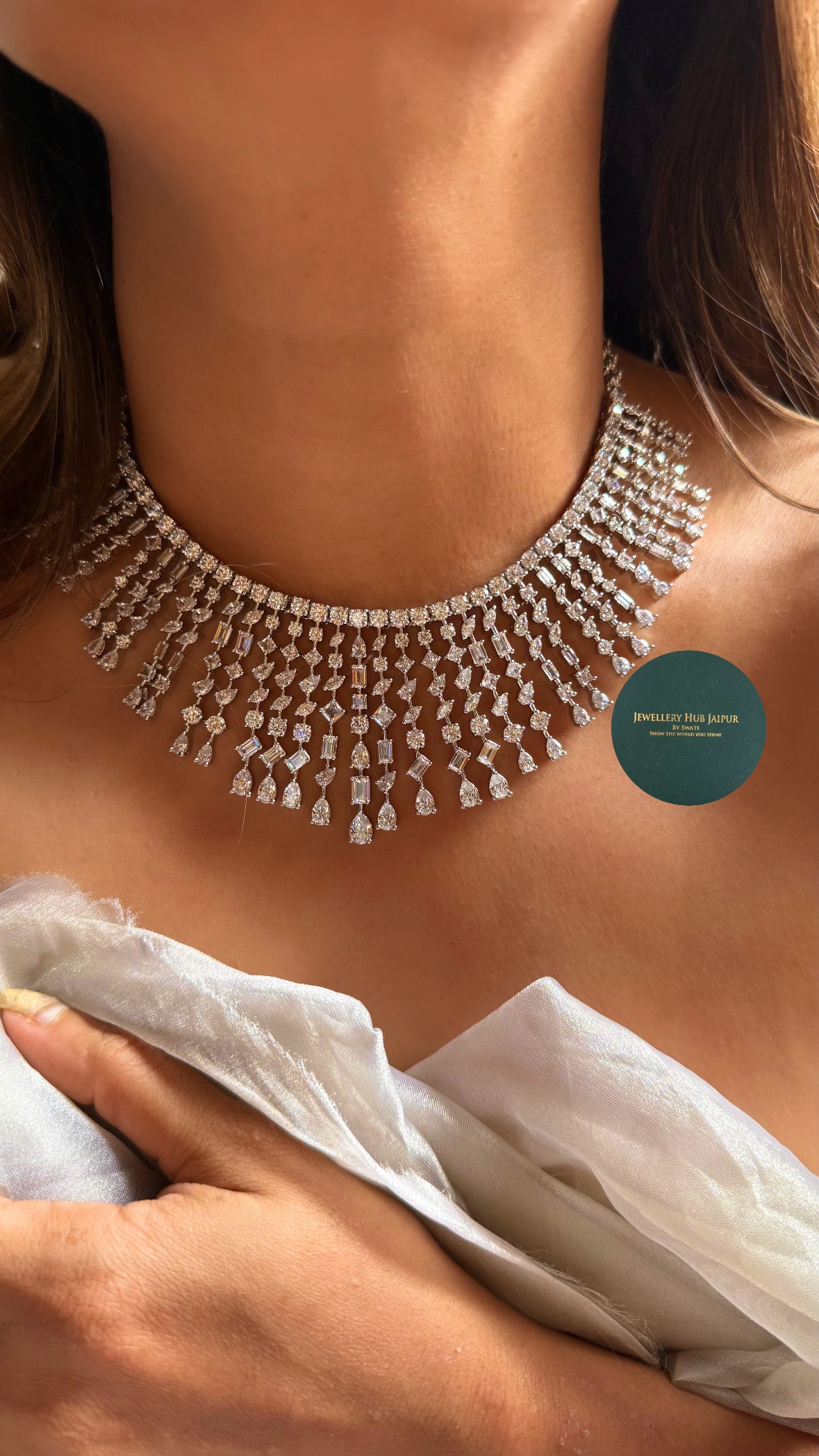 Cz diamond cocktail collar set