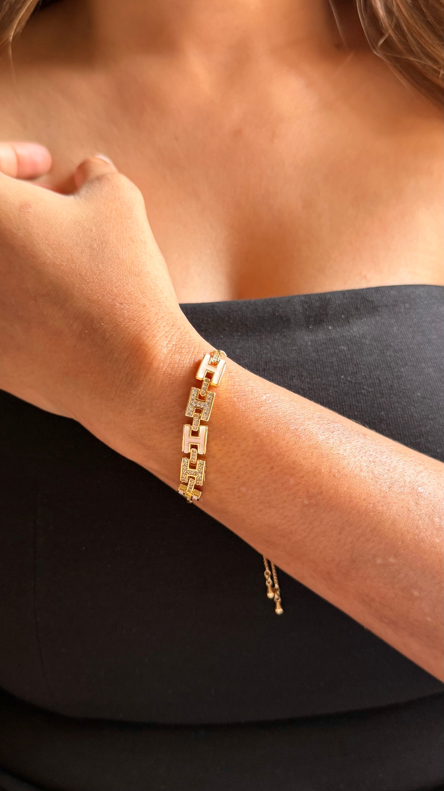 Hermes inspired Interlocking H-Link Slider Bracelet