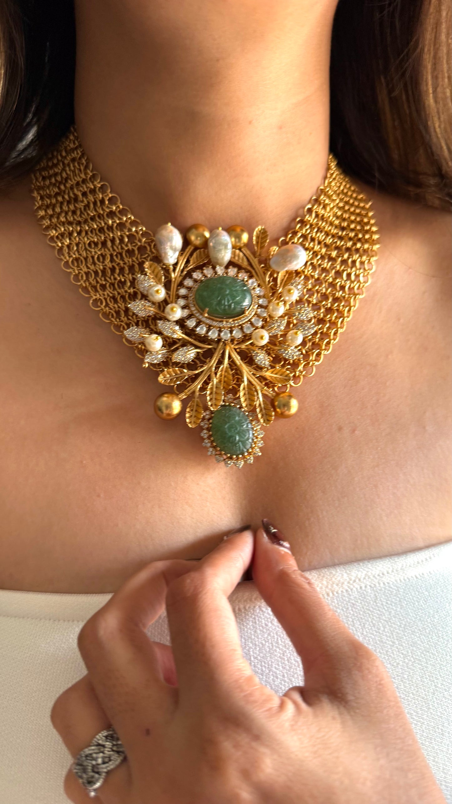 Sabhyasachi inspired mint doublet designer collar set