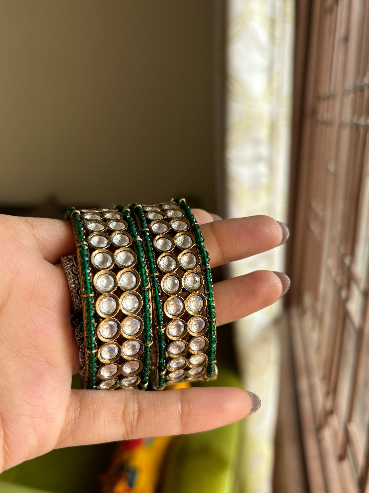 Moissanite Polki victorian bangles