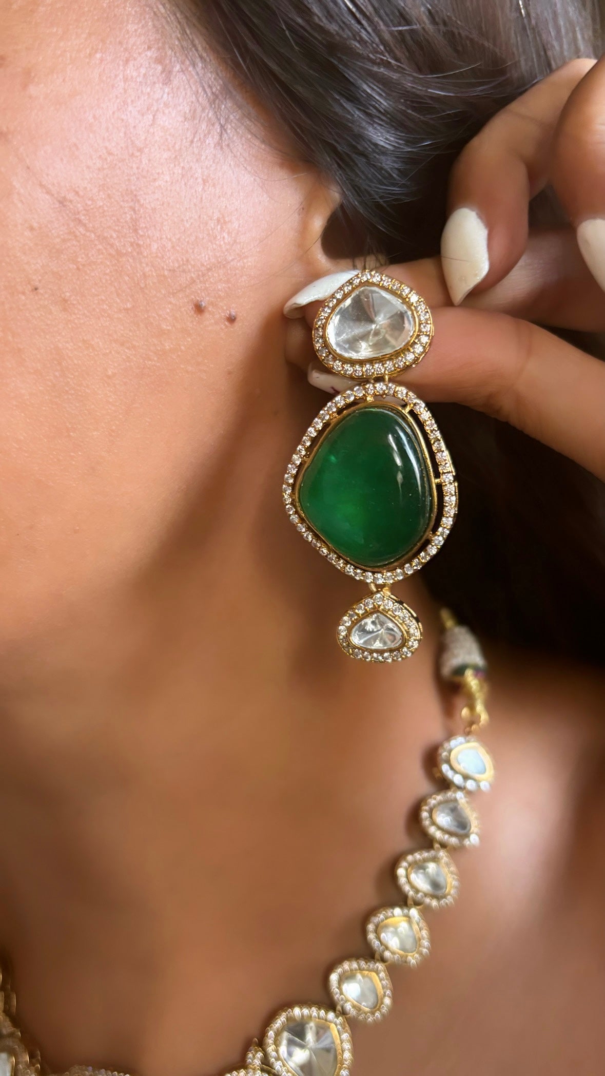 Moissanite sapphire & Emerald collar necklace