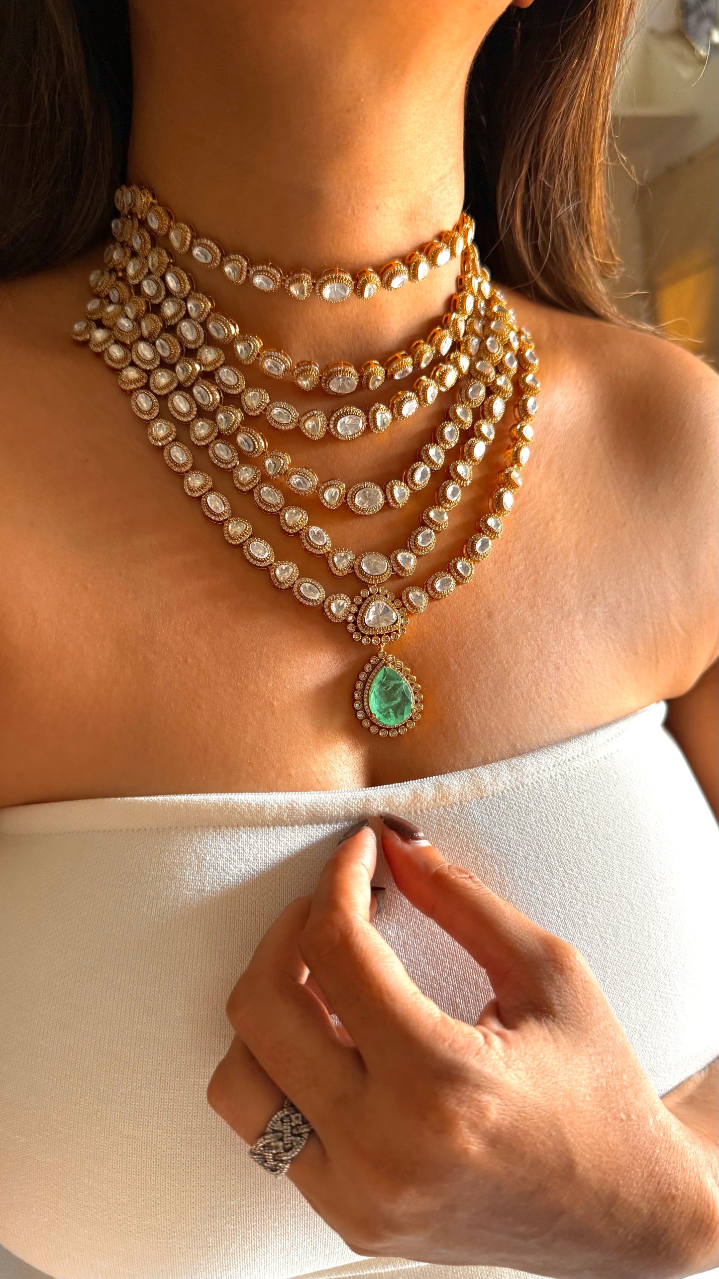 Mint doublet 6 layer Moissanite set