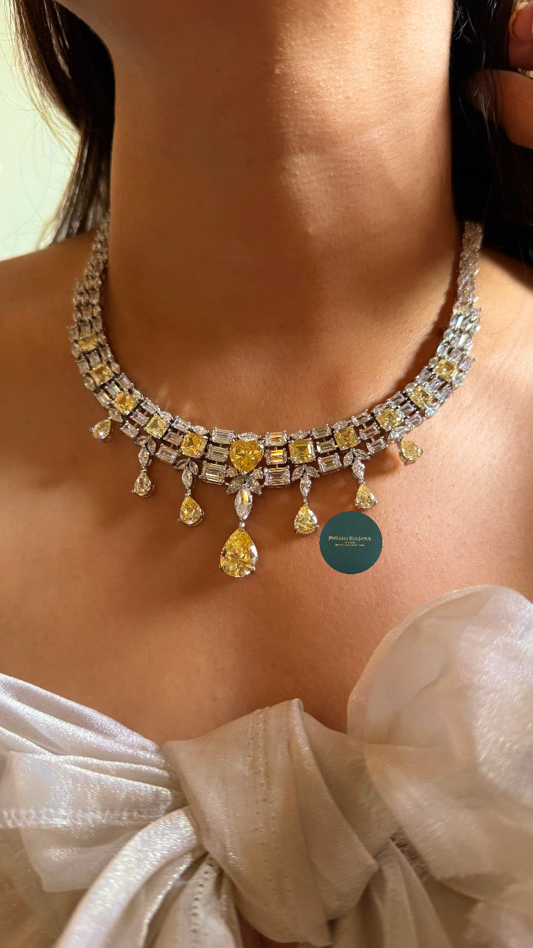 Citrine cz diamond collar set