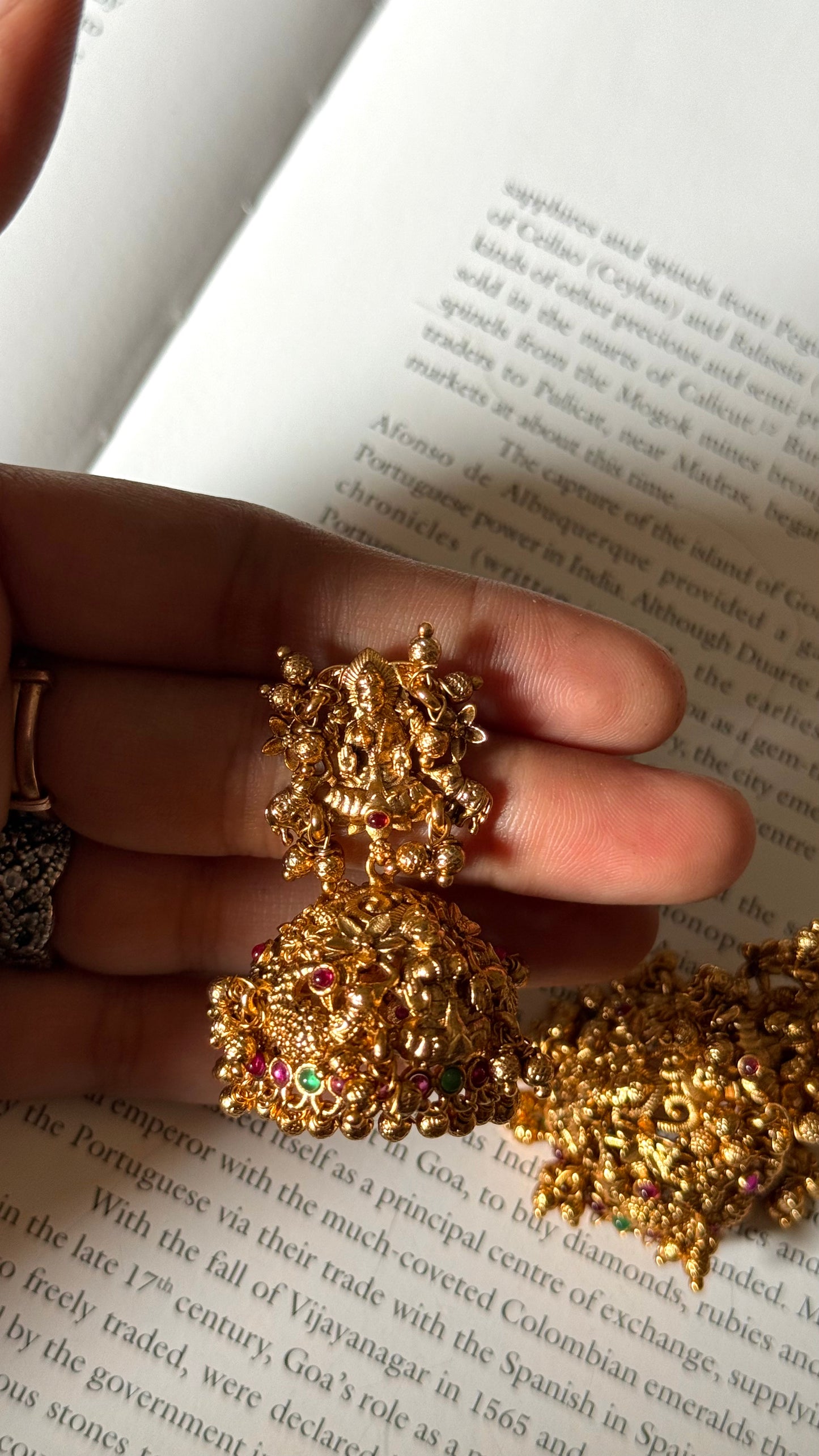 Gold ruby & emerald temple Jhumka