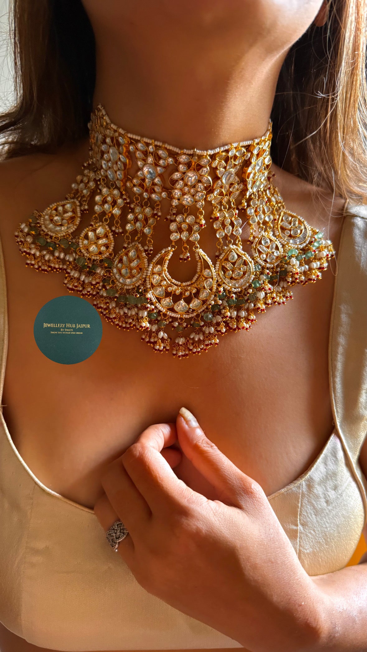 Rangrez paachi Royal heritage bridal paachi Kundan with mint drops