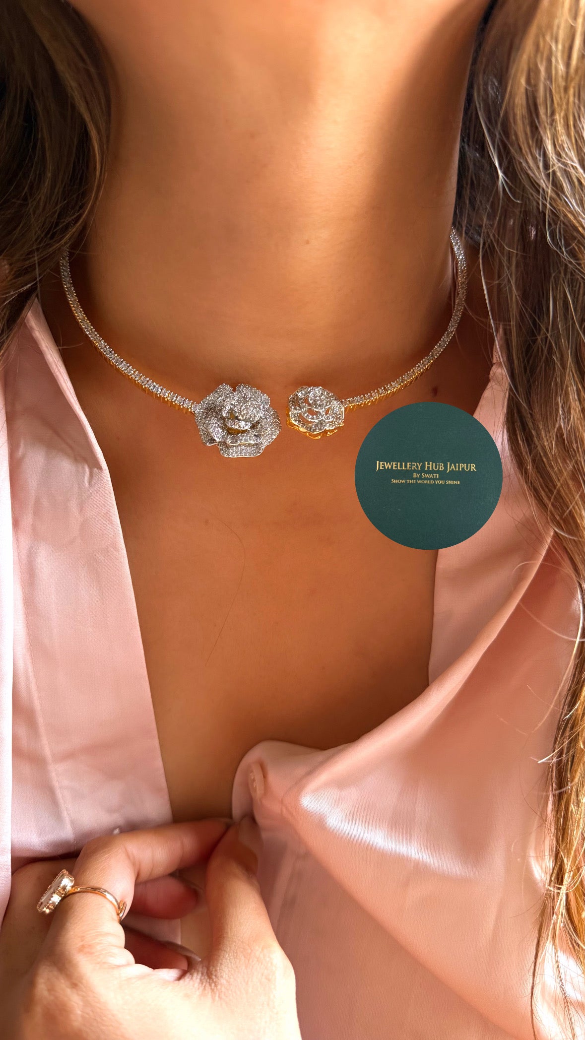 Rose inspired diamond minimal set with golden based