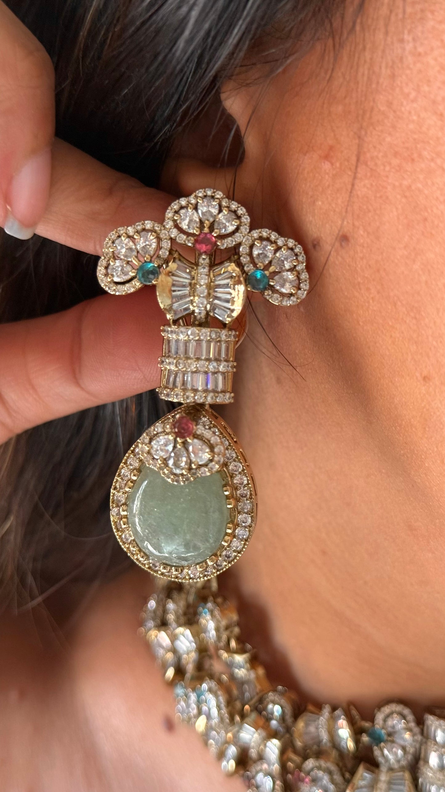 Royal Sabyasachi inspired with mint stone navratna Necklace