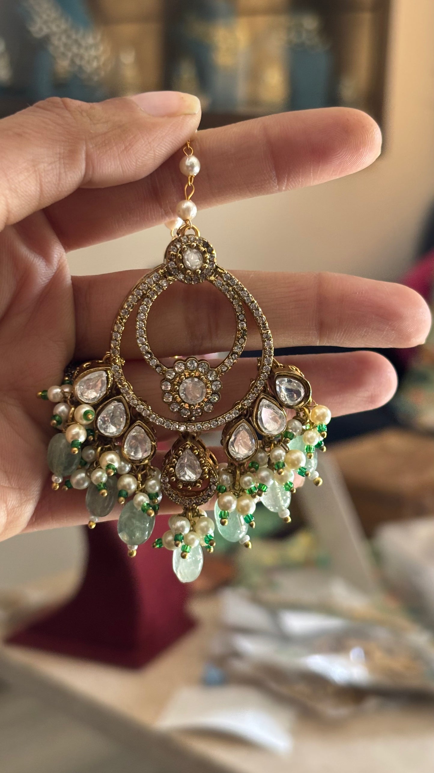 Mint Chandbali strawberry earrings