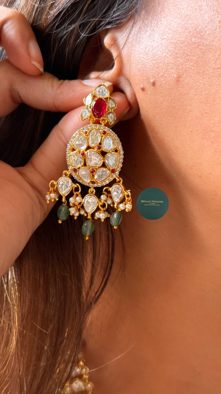 Heritage real Moissanite panna & ruby rani haar