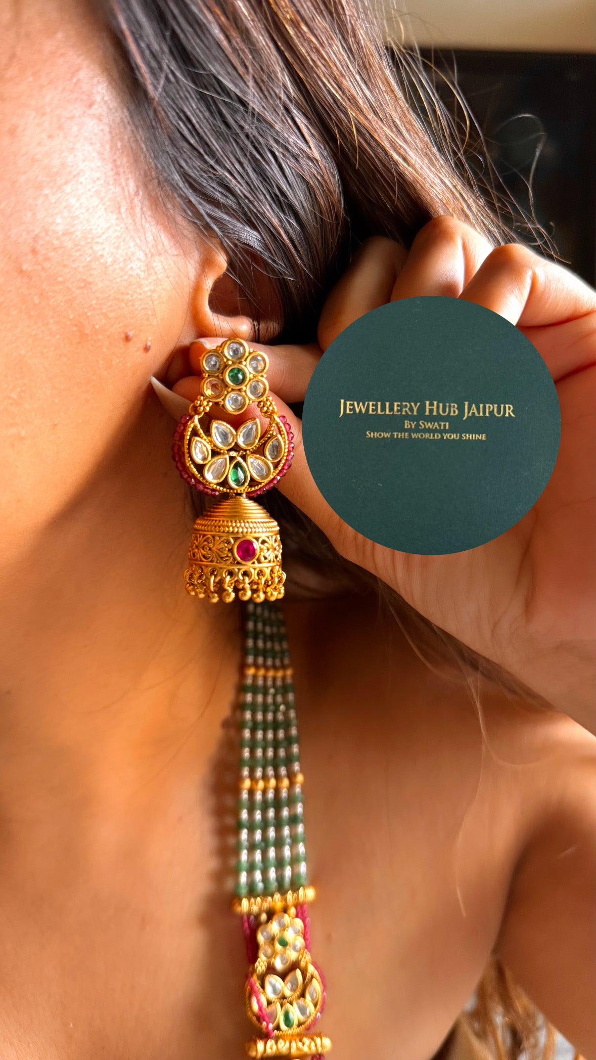 Mint, emerald & rani pink floral rajwada maharani set