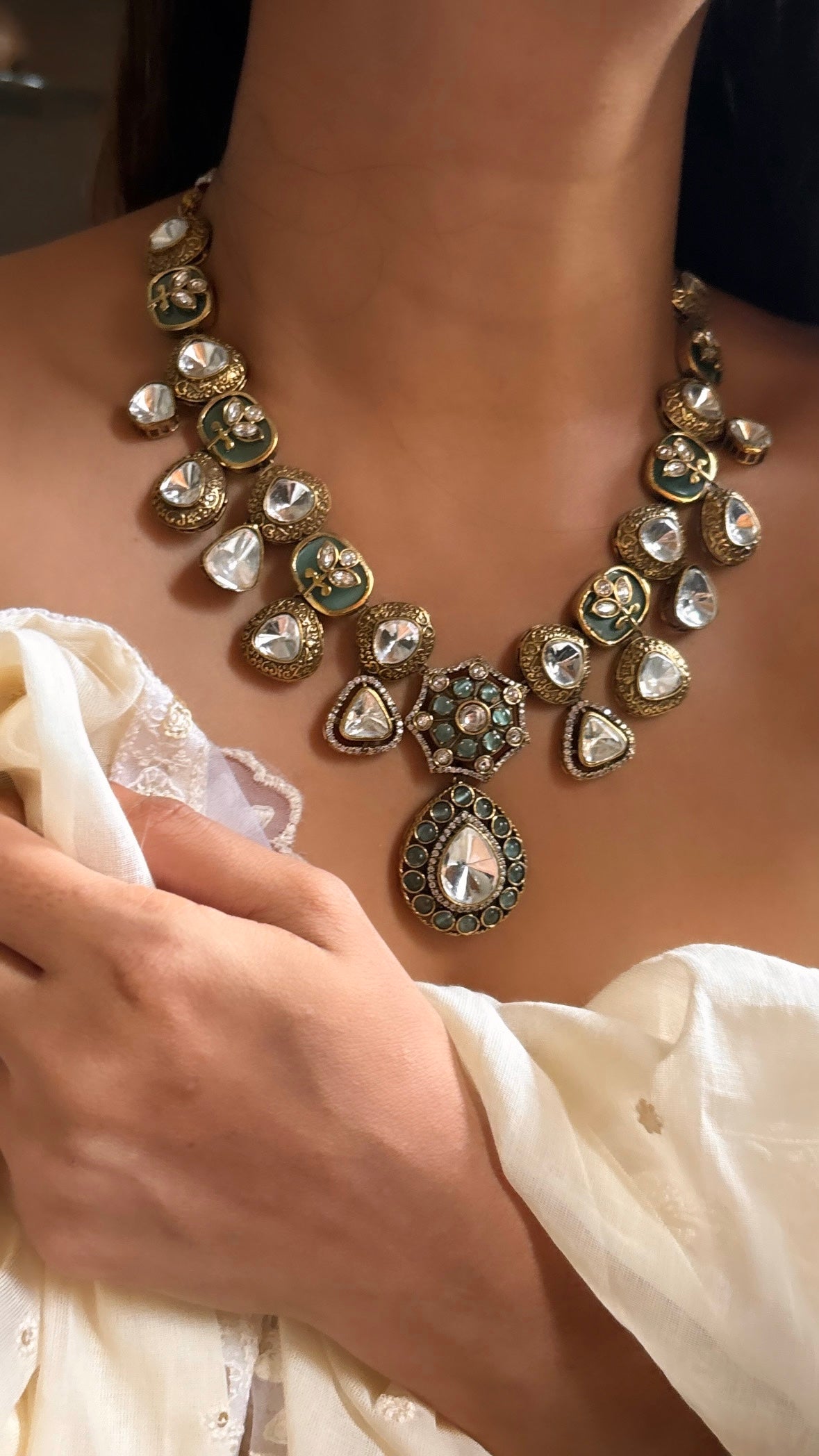 Mint uncut Polki necklace