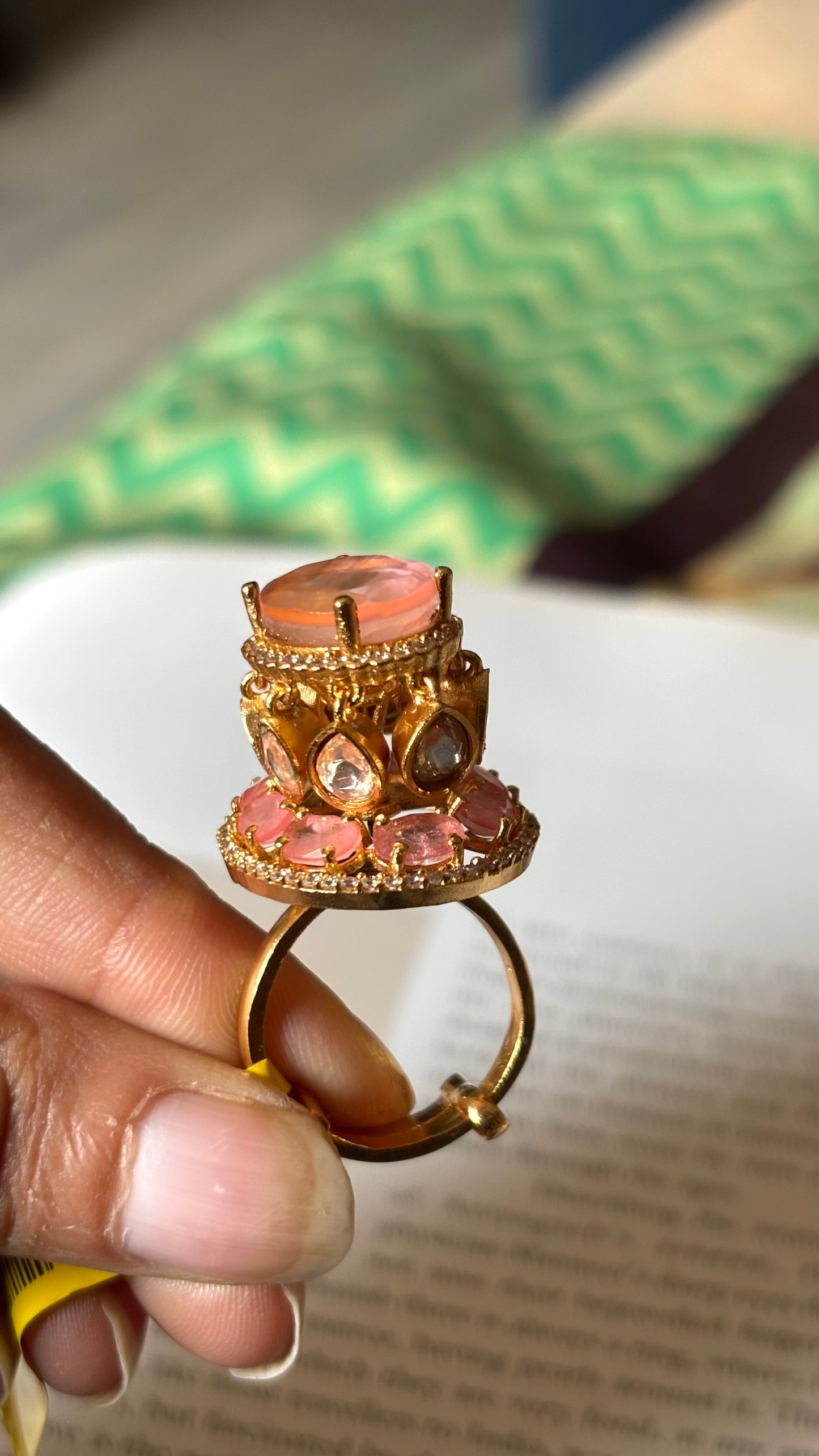 Peach crown moissanite Ring