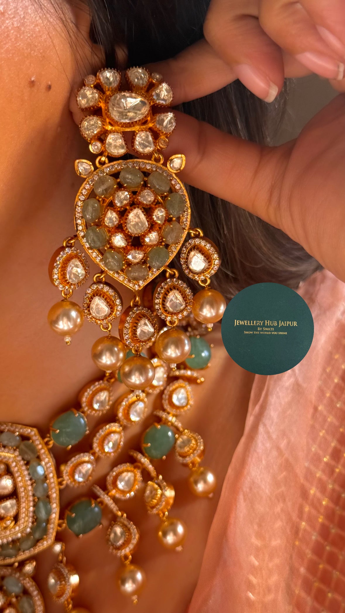 Mint strawberry real moissanite necklace