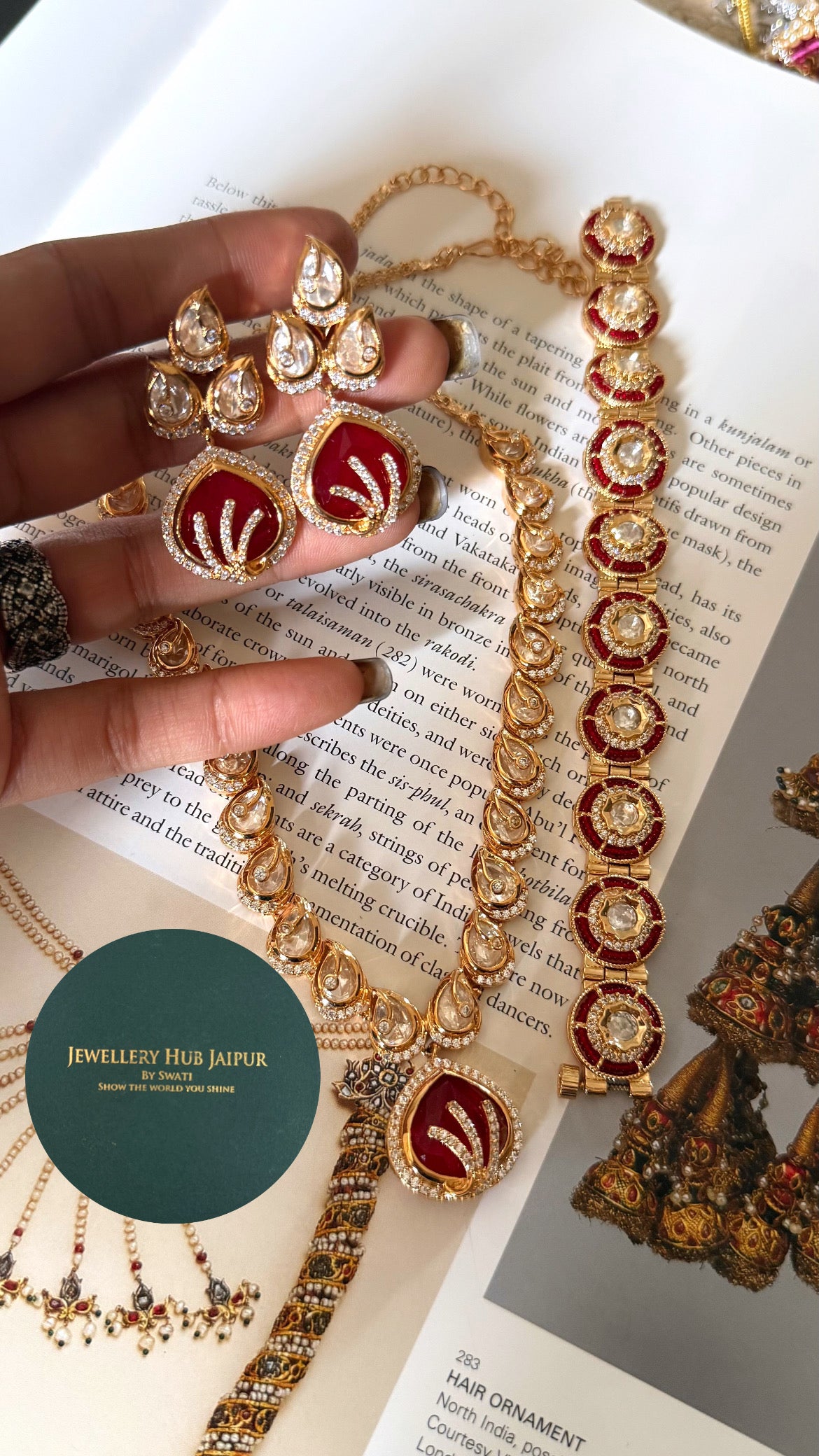 Ruby doublet moussanite petal collar set