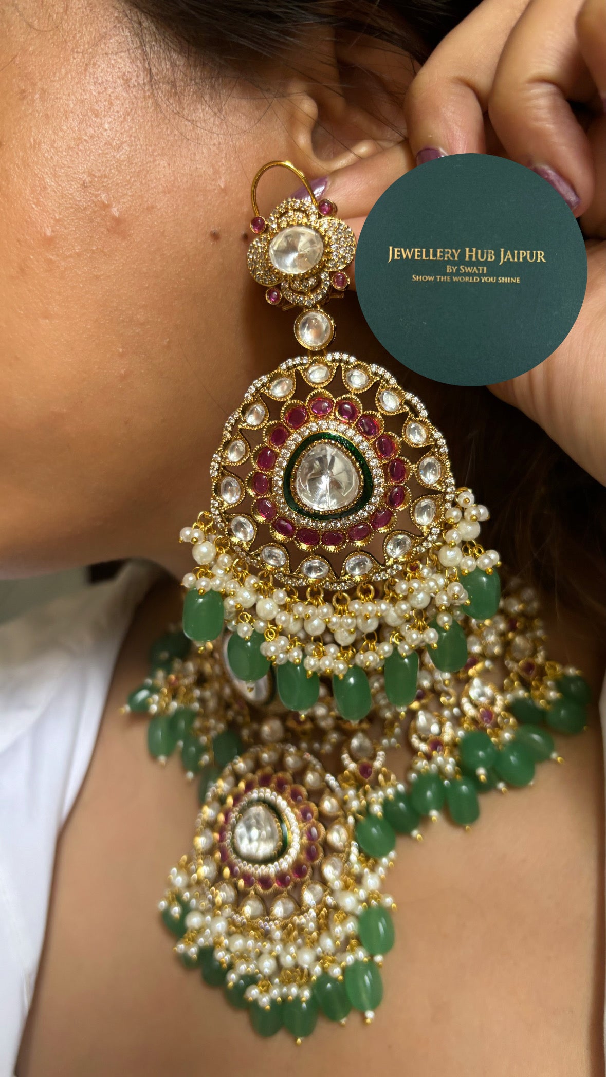 Polki ruby and mint choker set