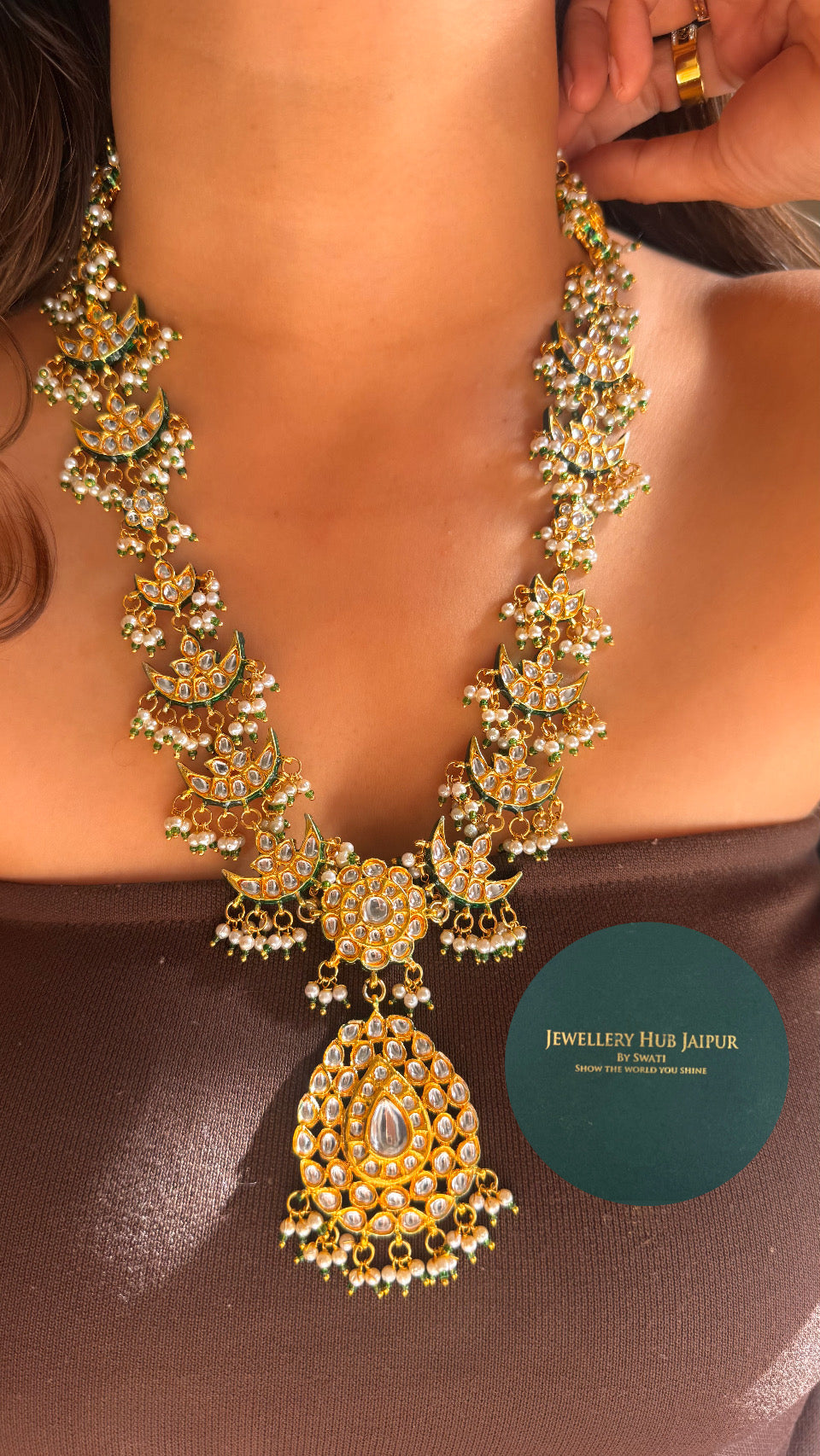 Meenakari polki heritage long necklace