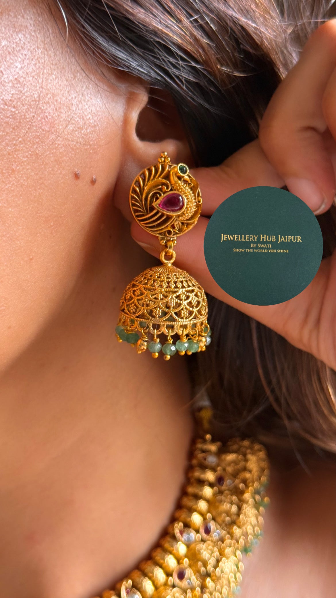 Goddess laxmi ruby design temple collar set