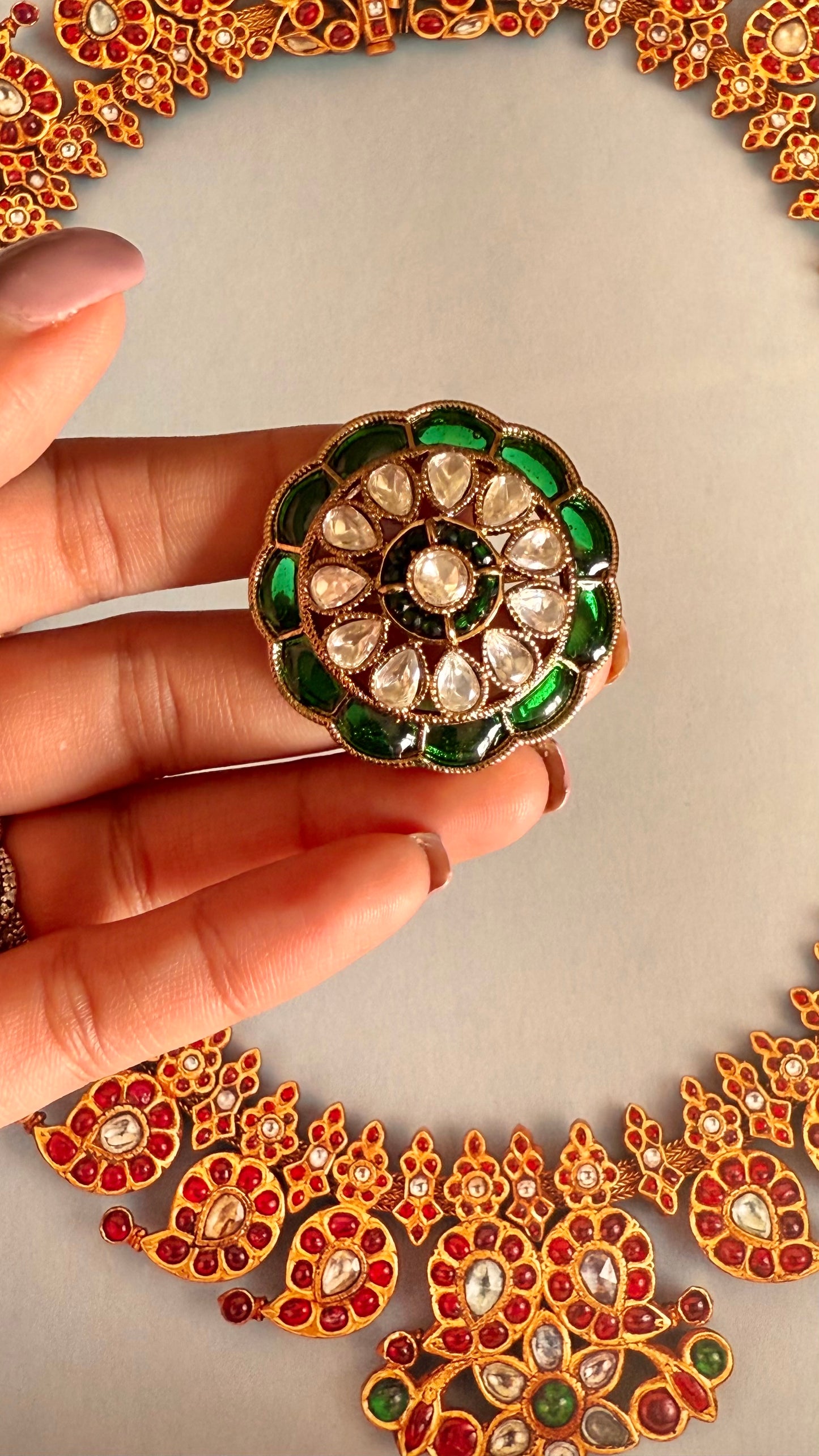 Emerald kat dana moissanite flower adjustable ring