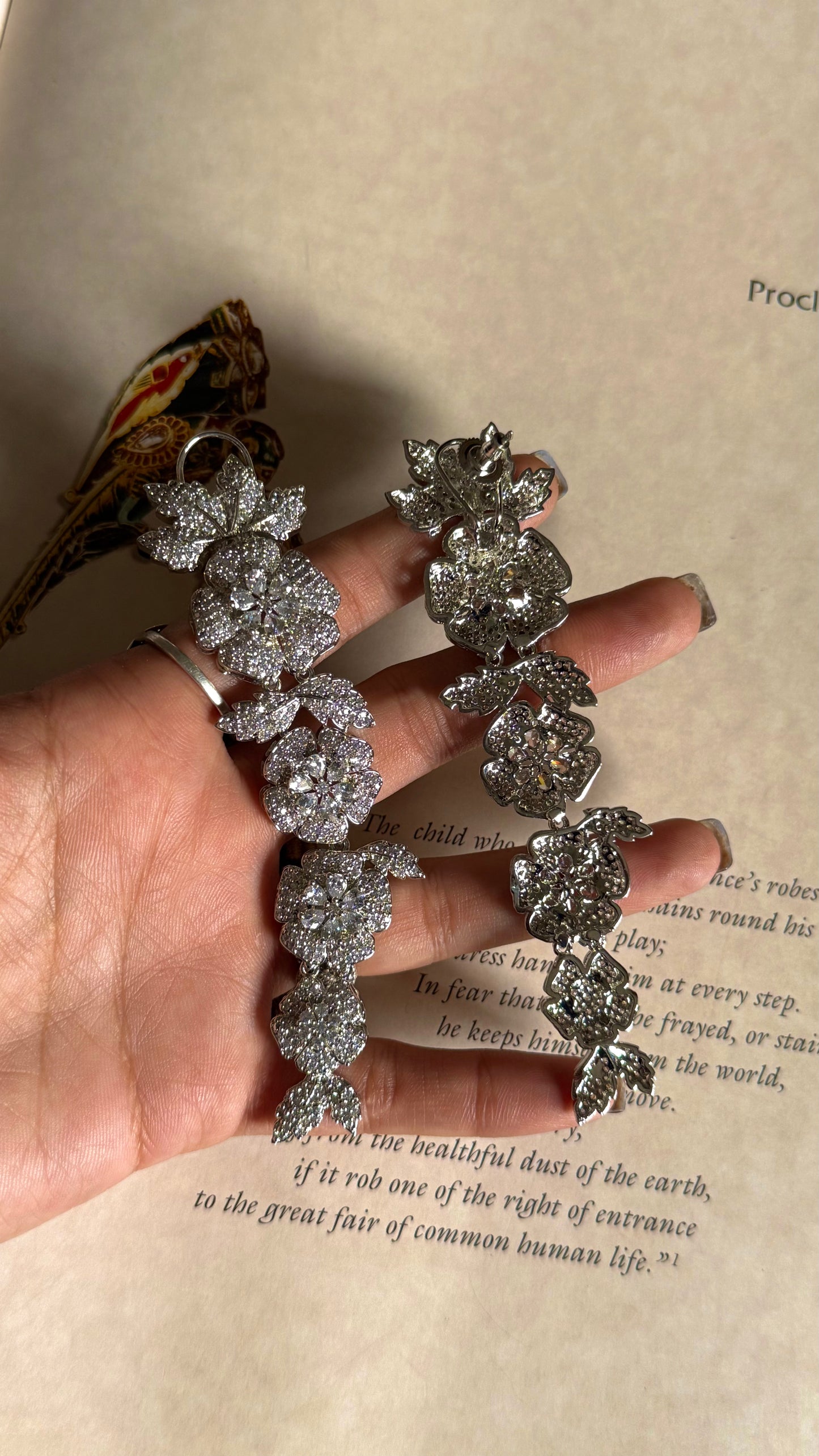 Floral diamond designer cocktail earrings