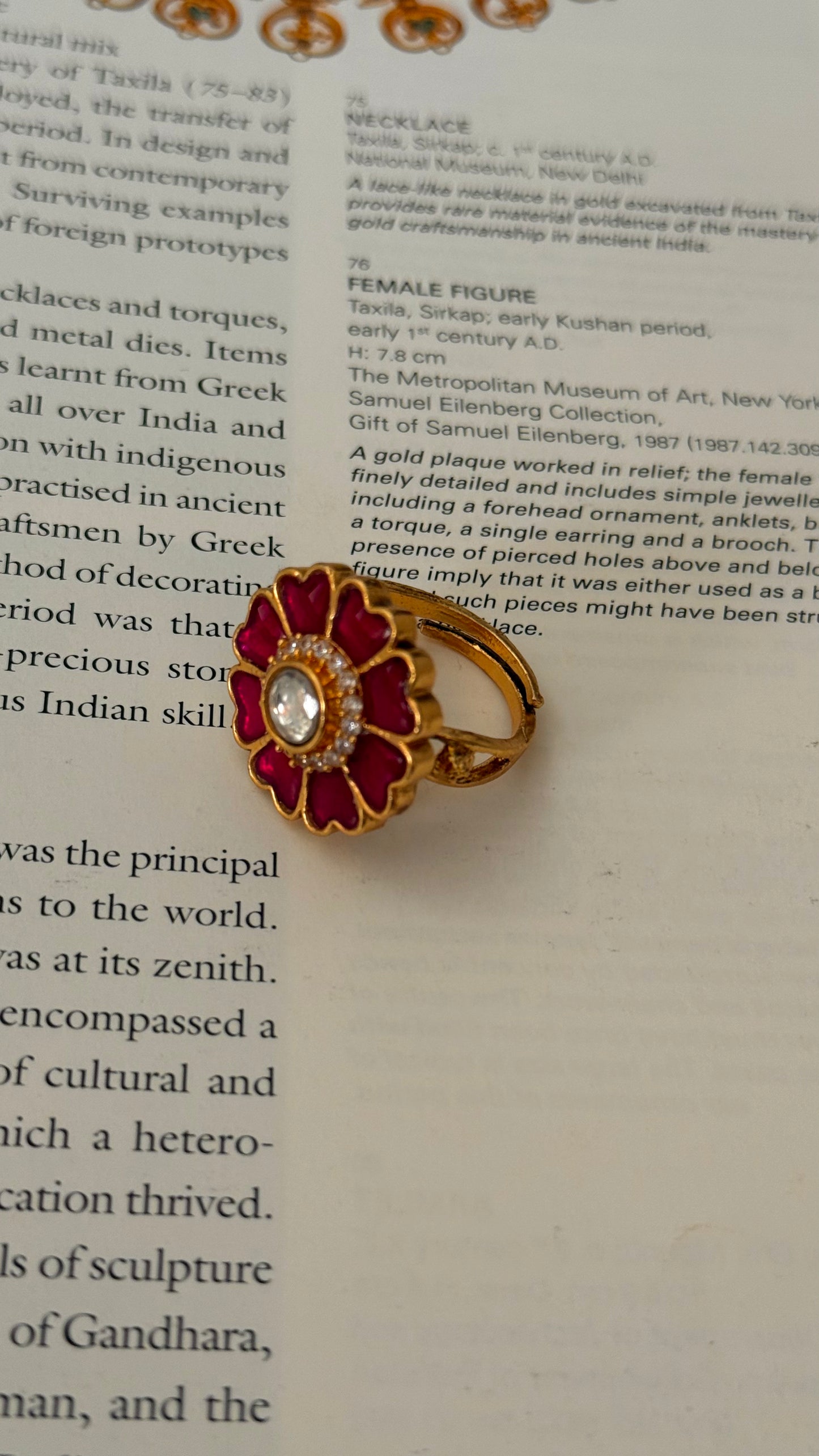 Rani pink paachi kundan heritage ring