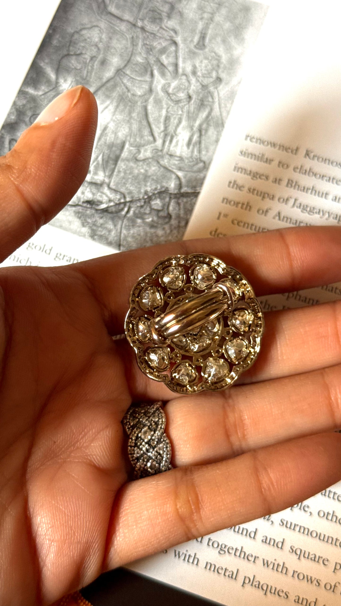 Emerald moissanite polki adjustable Ring