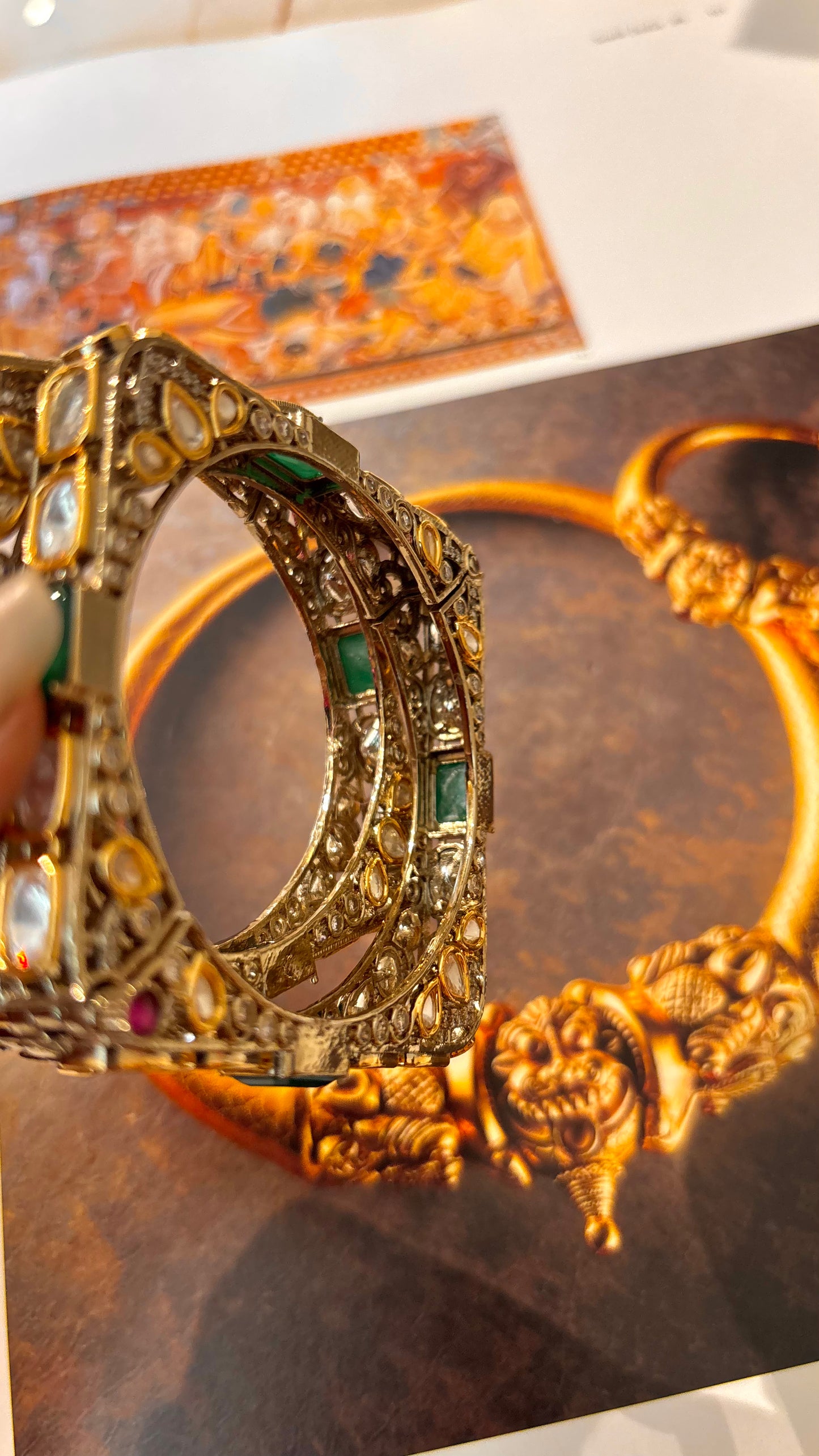 Emerald square shape Victorian dual polish bangdi