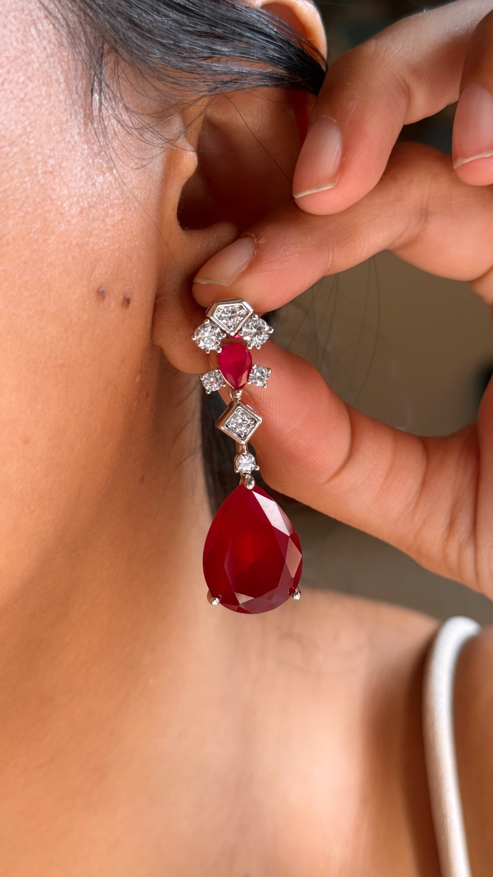 Ruby CZ diamond statement necklace