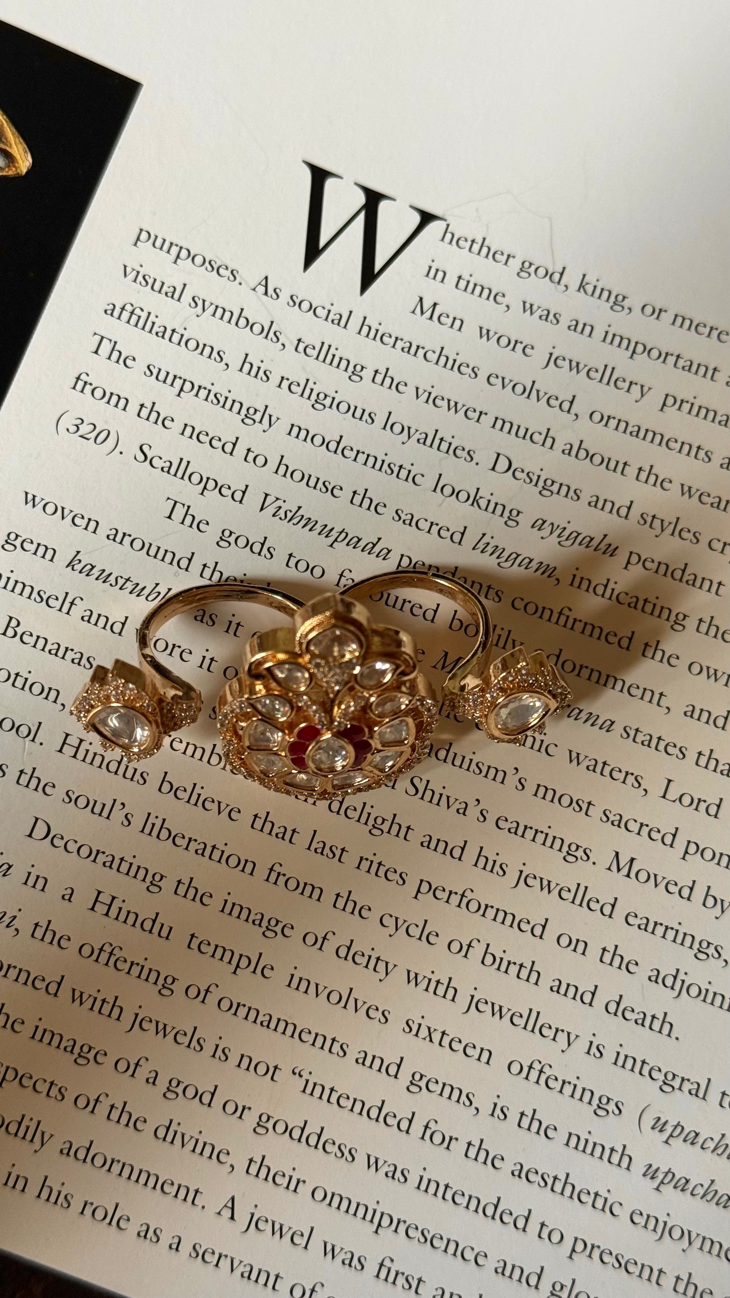 Emerald meenakari adjustable ring