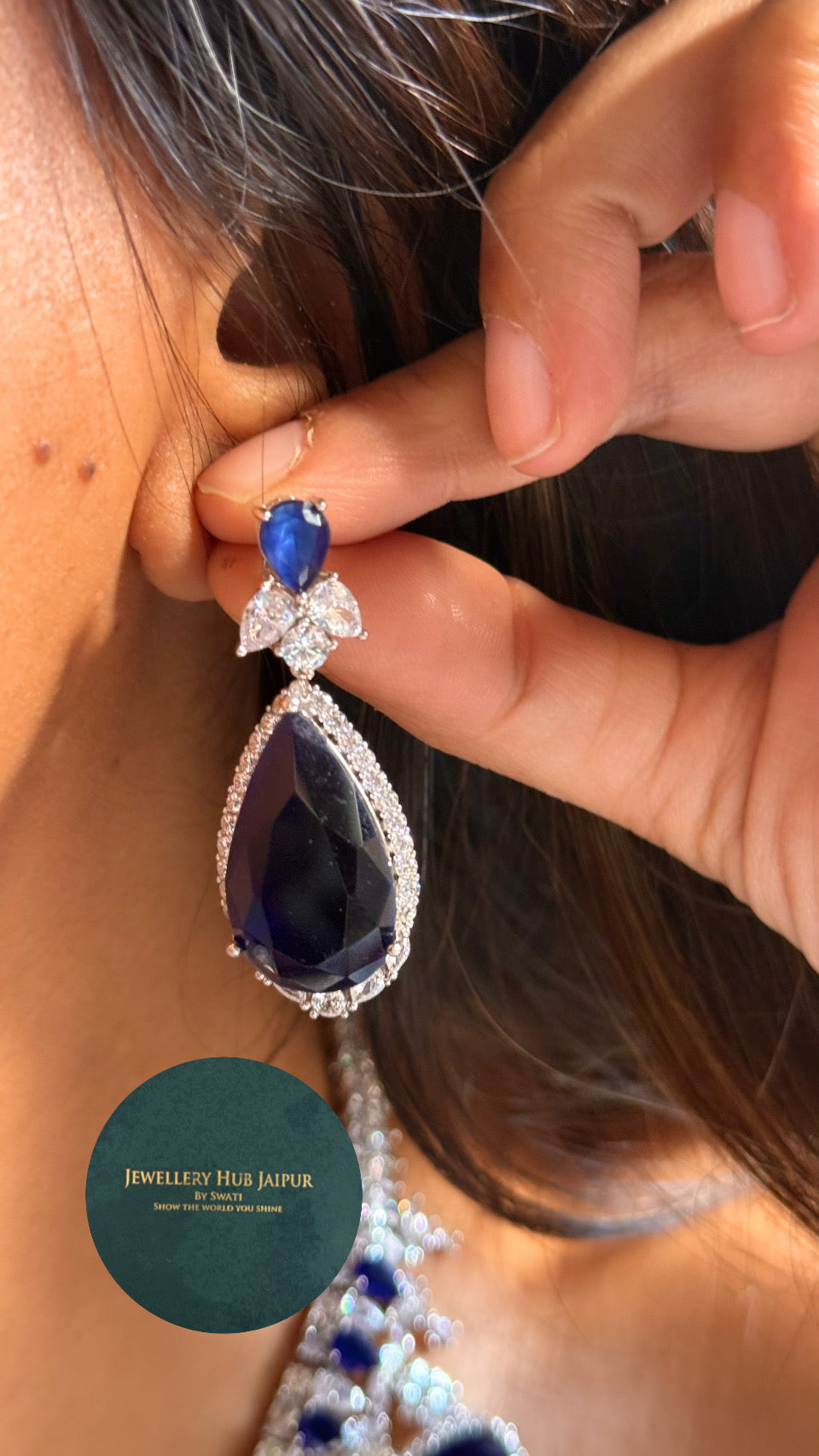 Sapphire Designer Diamond Necklace Set