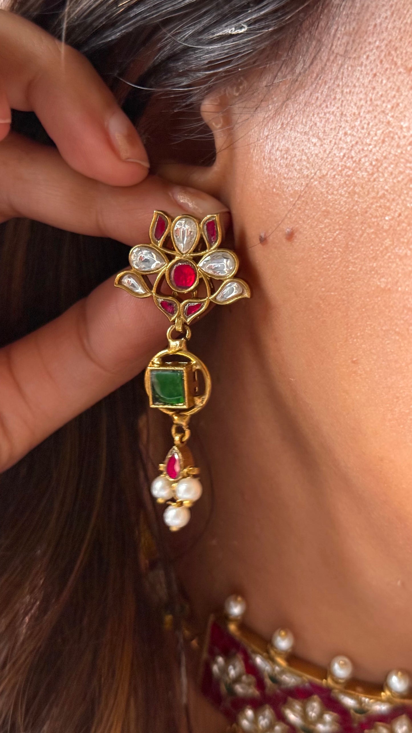 Rani pink ruby paachi kundan jadau handmade choker Necklace