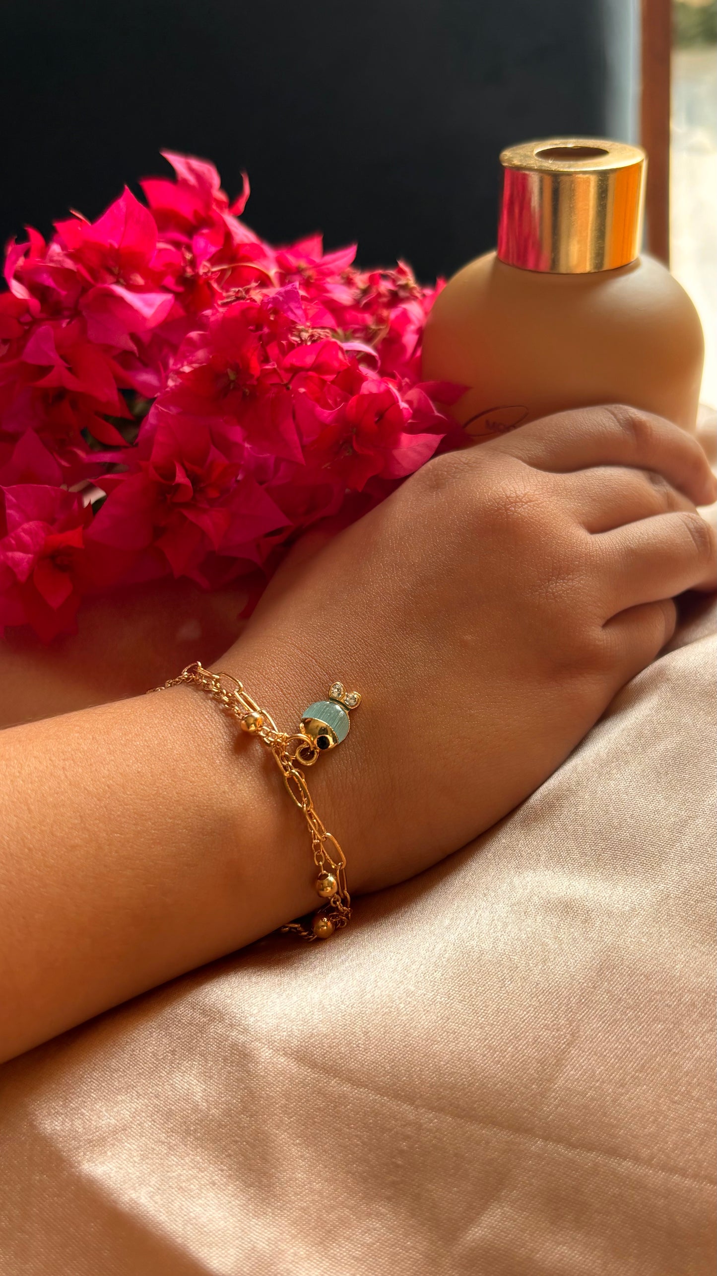 Fish motif double chain bracelet