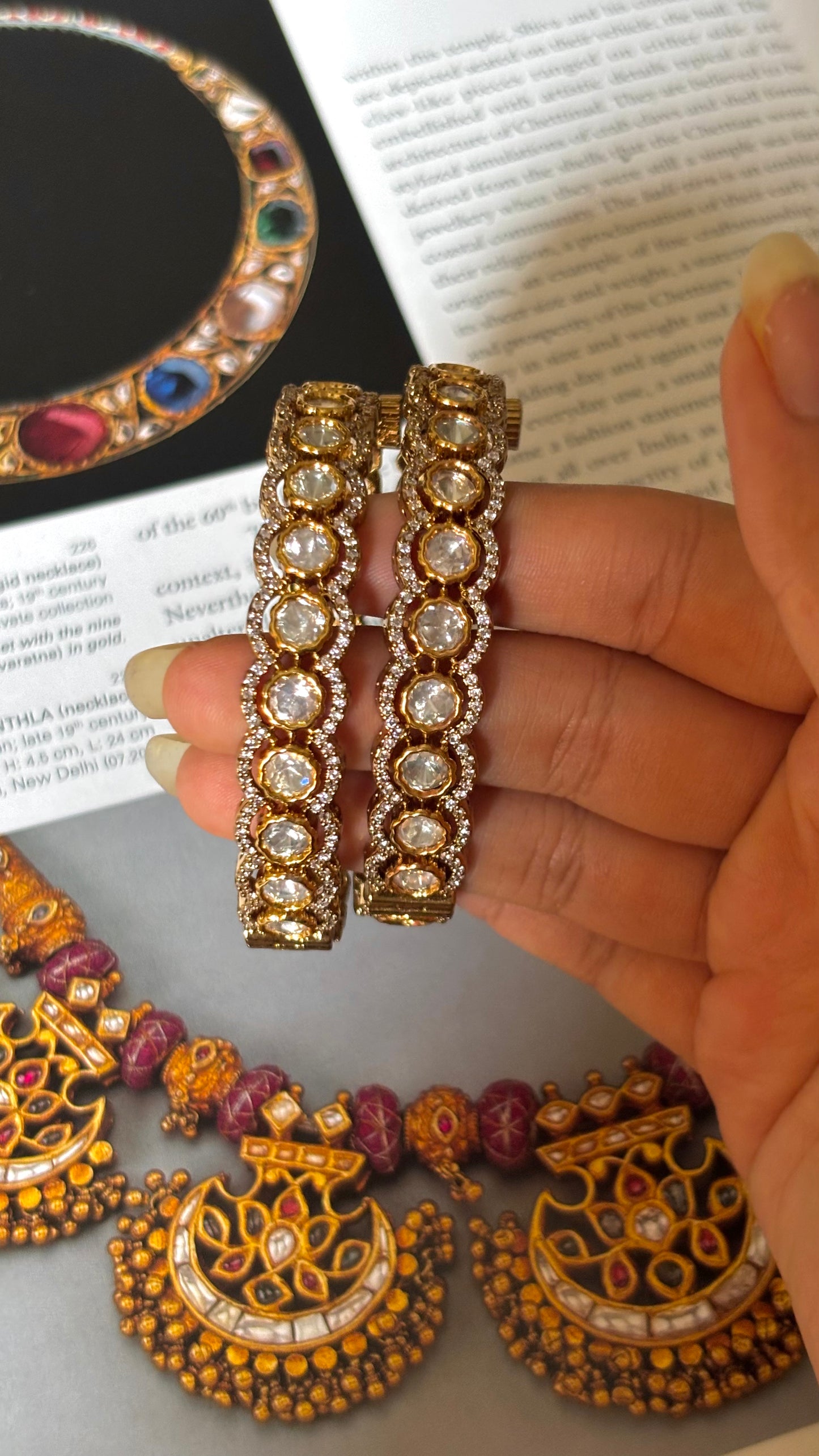 Real moissanite Victorian diamond polki bangles