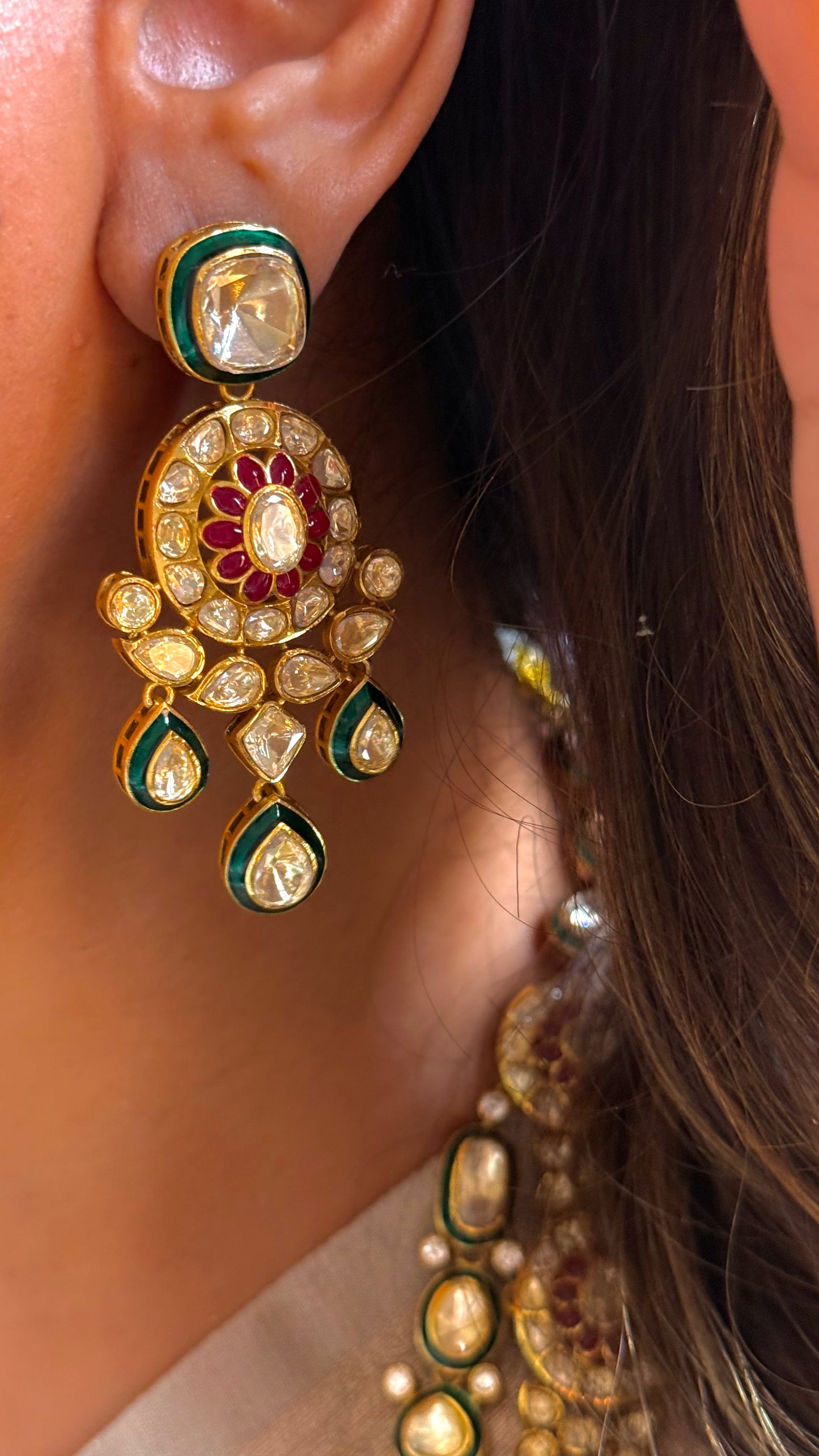 Peeli Polki Meenakari necklace with ruby takkar work