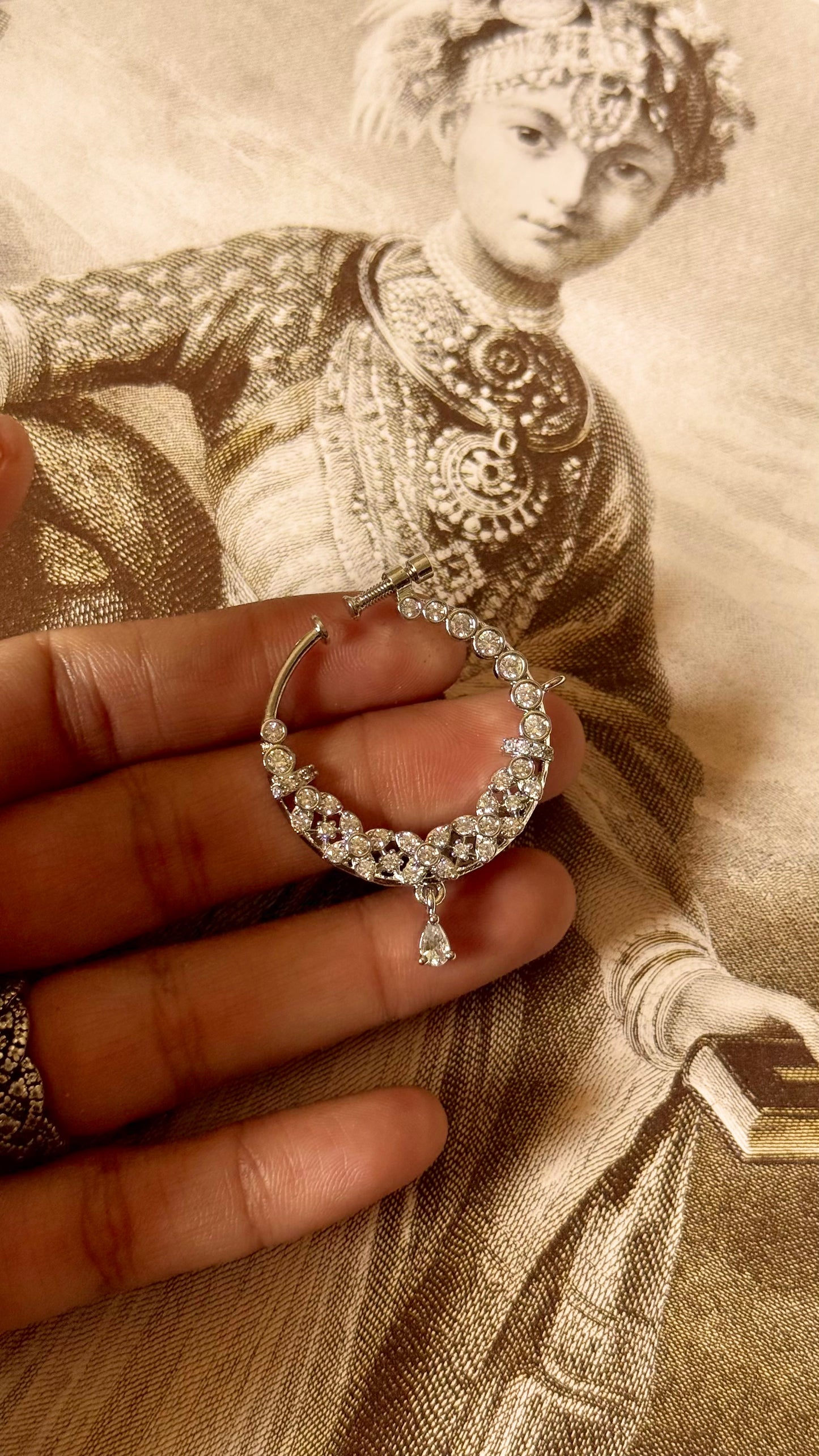 Floral cz diamond nath