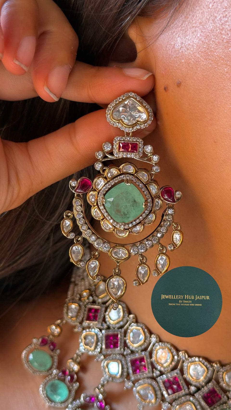 Mint & Rani pink statement, choker necklace set