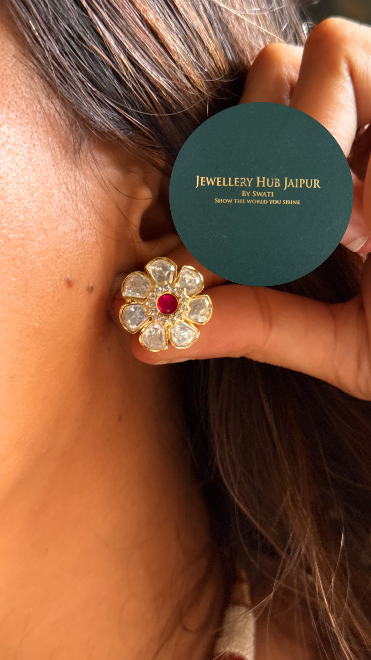 Rani pink floral real moissanite minimal collar set