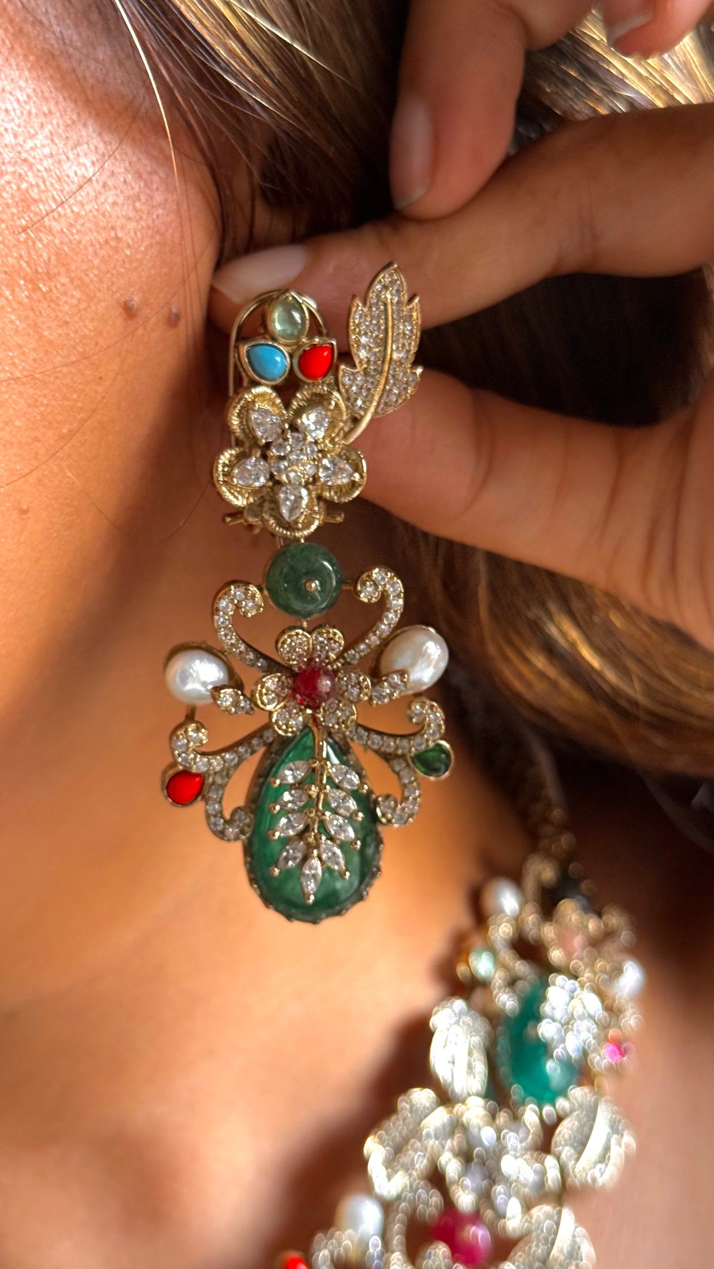 Sabya Inspired mixed polki designer collar necklace